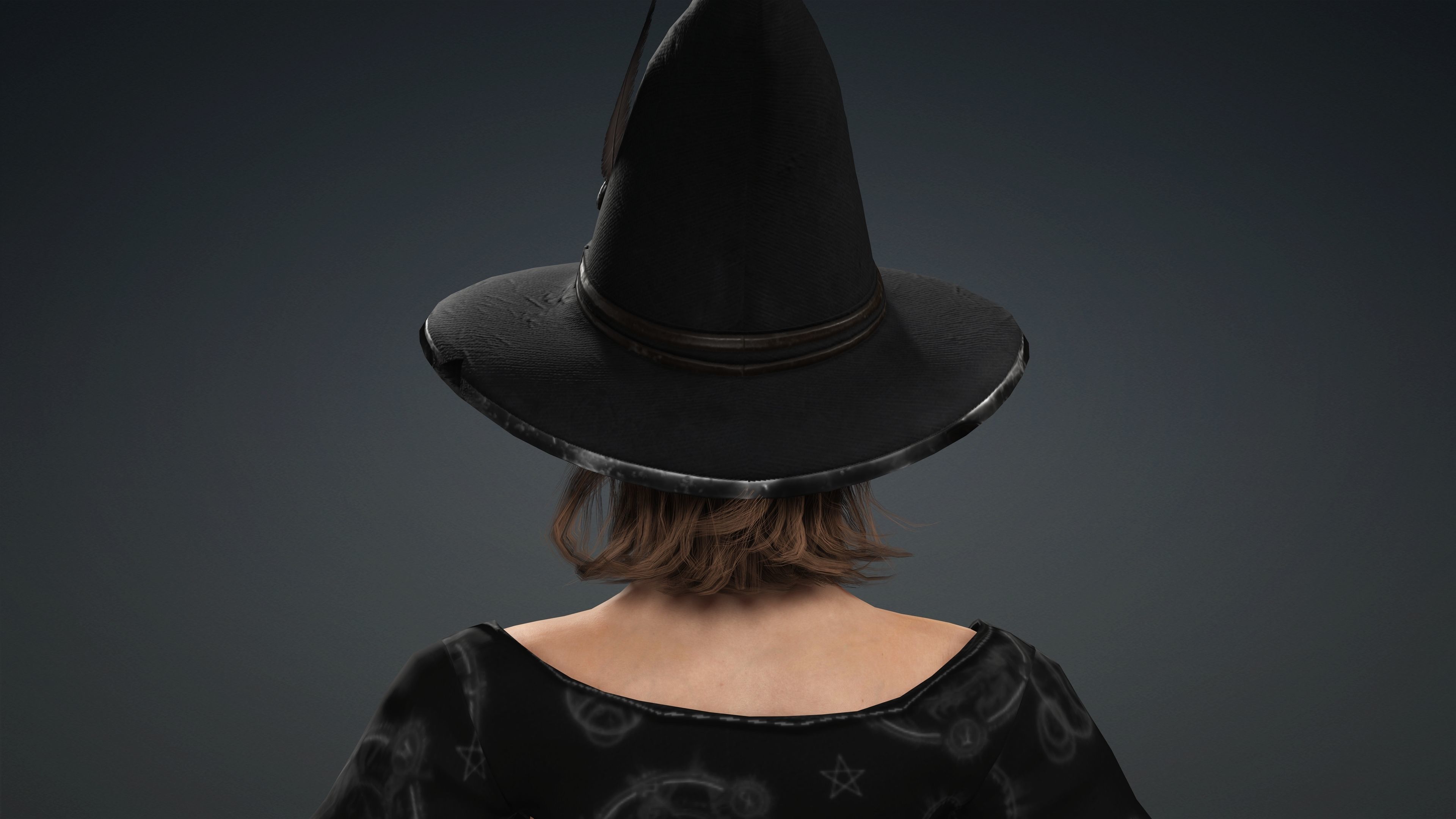 High Quality Female Witch Halloween Low-poly 3D model_23