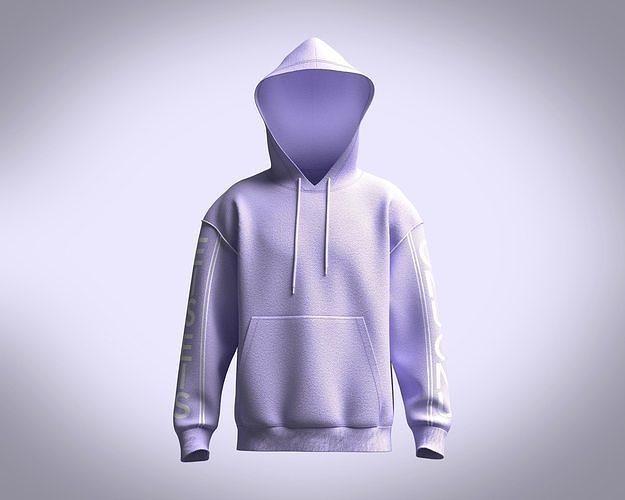 Men Hoodie With Piping 3D model