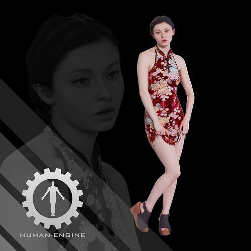 Female Scan - Amy in Chinese Style Dress 135 3D model