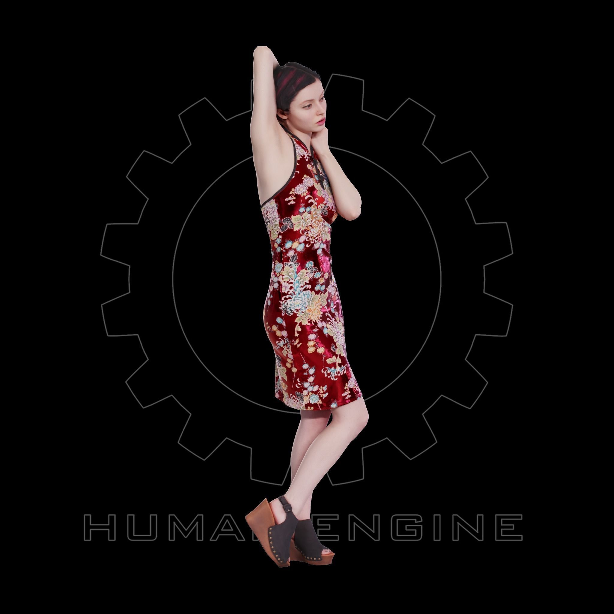 Female Scan - Amy in Chinese Style Dress 137 3D model_3
