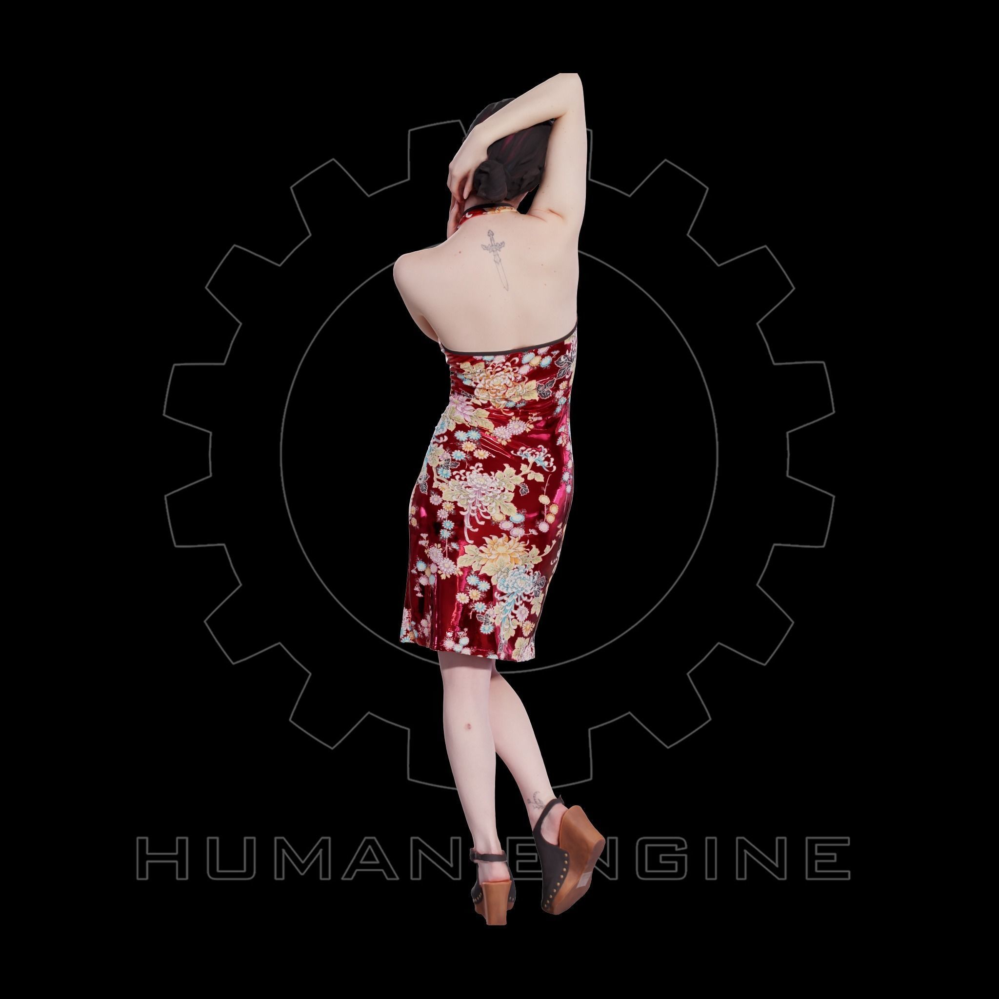 Female Scan - Amy in Chinese Style Dress 137 3D model_9