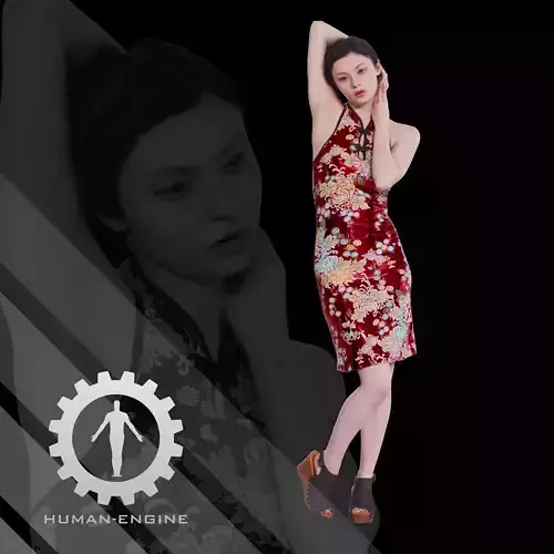 Female Scan - Amy in Chinese Style Dress 137 3D model Female Scan - Amy in Chinese Style Dress 137 3D model