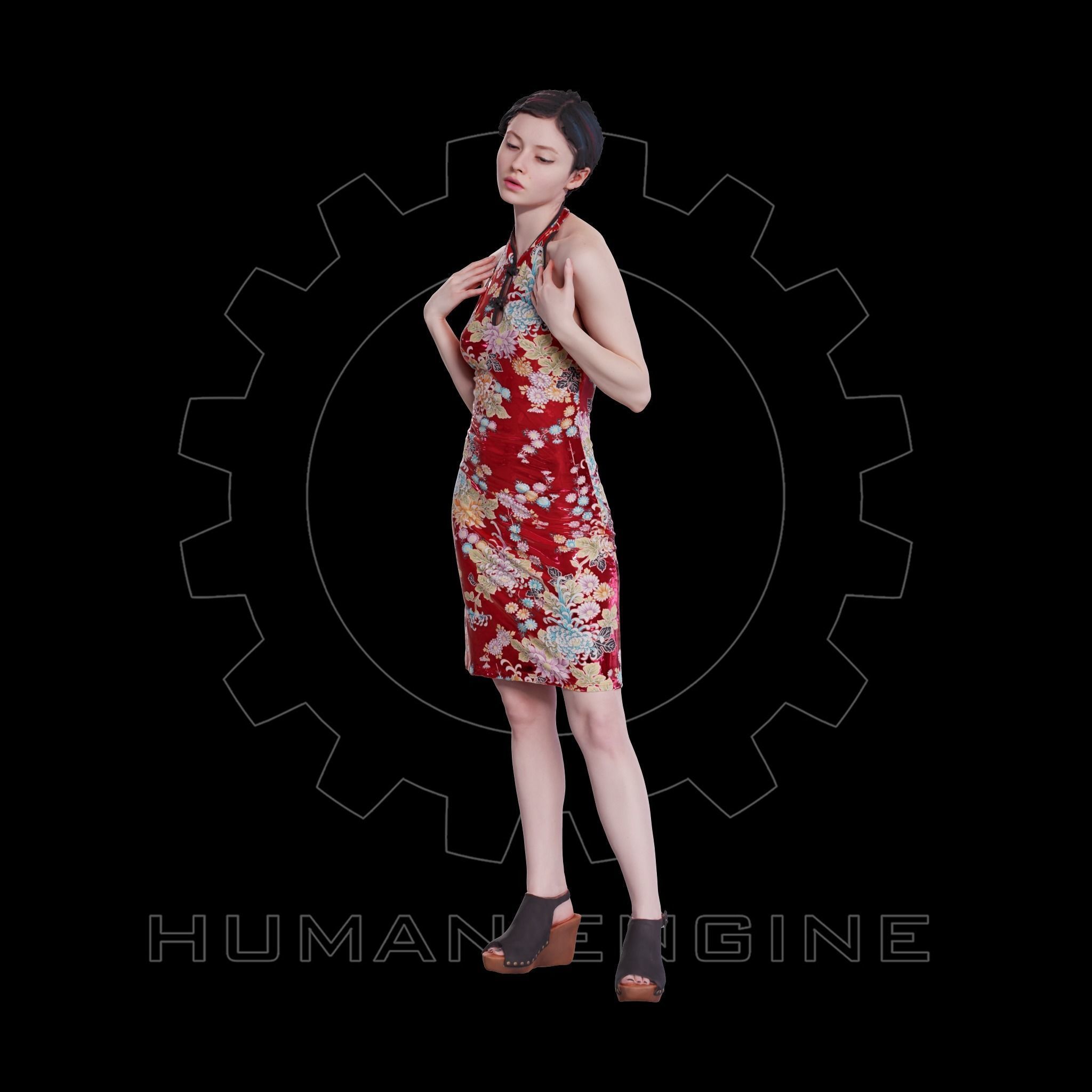 Female Scan - Amy in Chinese Style Dress 140 3D model_15
