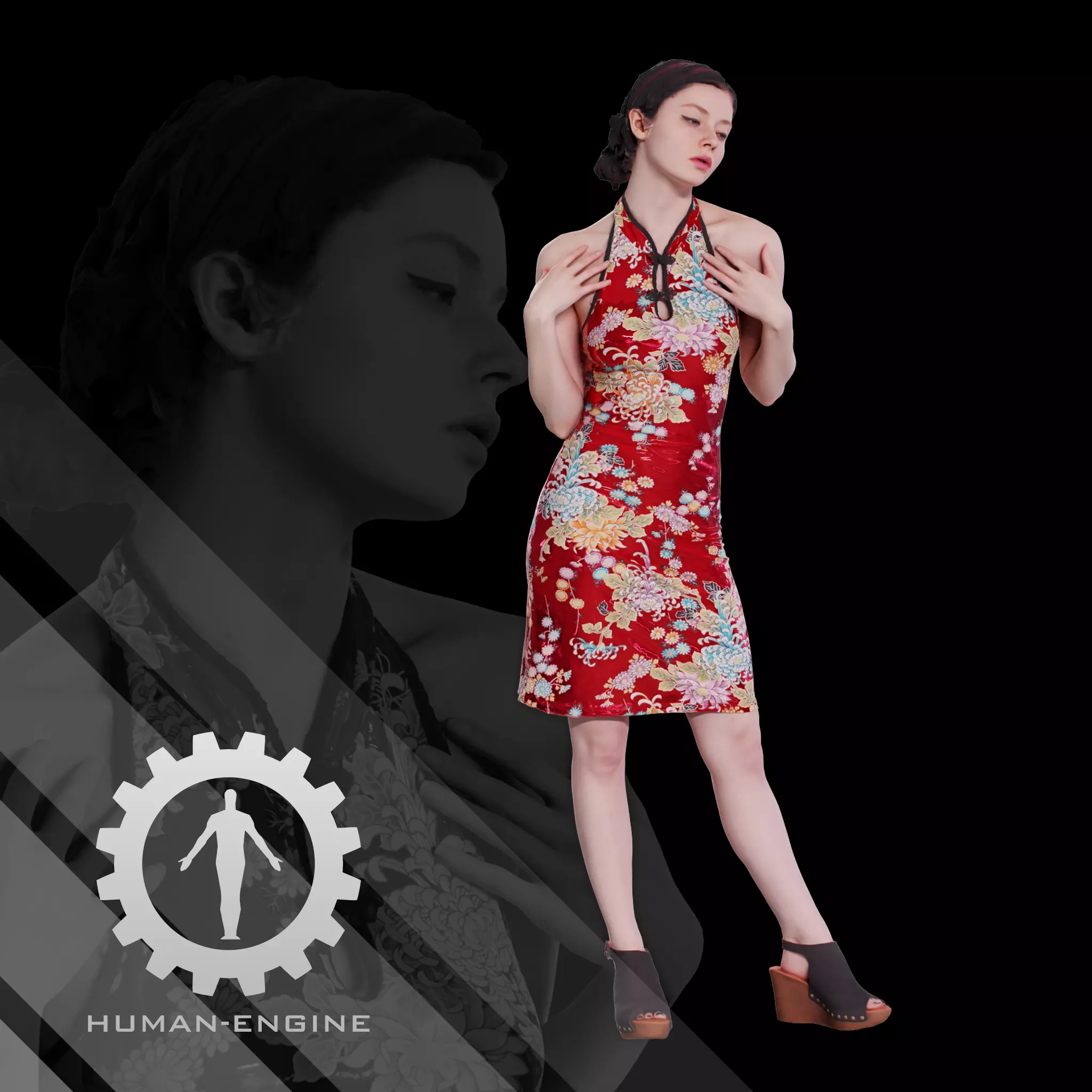 Female Scan - Amy in Chinese Style Dress 140 3D model_0