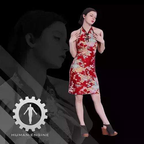 Female Scan - Amy in Chinese Style Dress 140 3D model