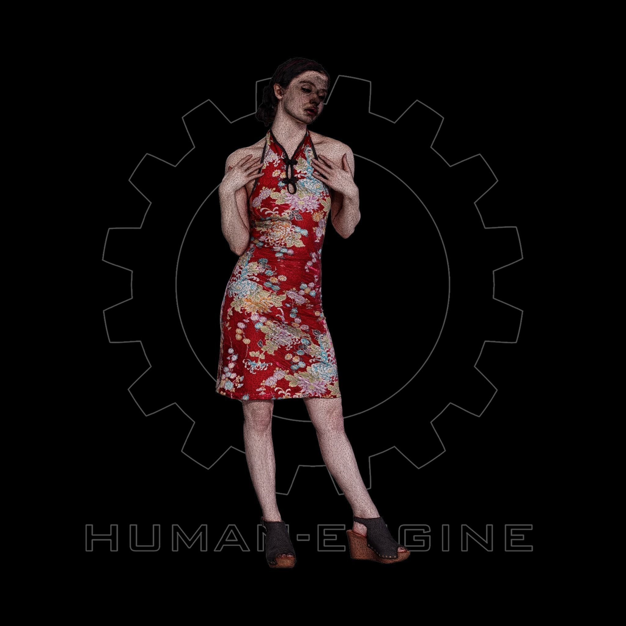 Female Scan - Amy in Chinese Style Dress 140 3D model_2