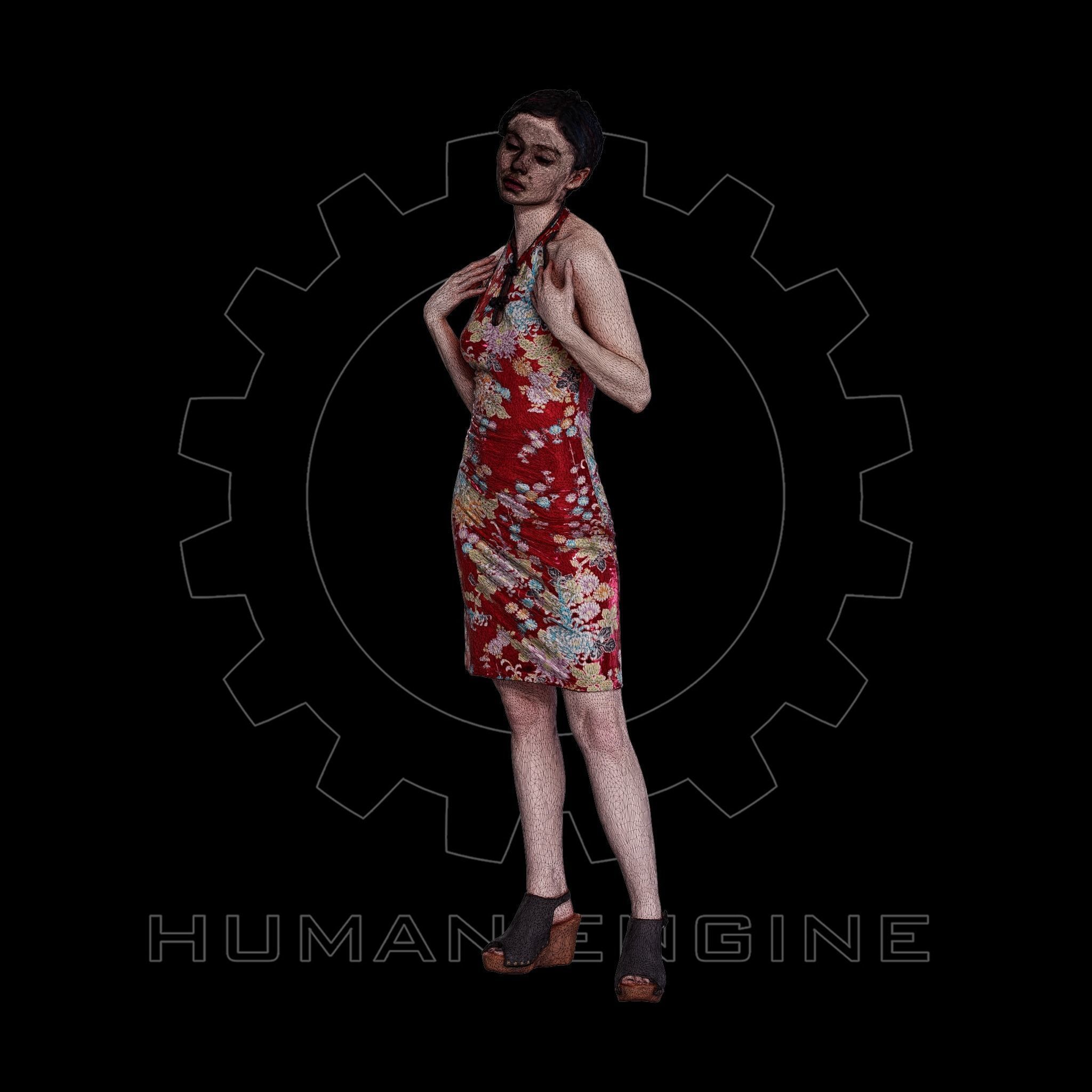 Female Scan - Amy in Chinese Style Dress 140 3D model_16
