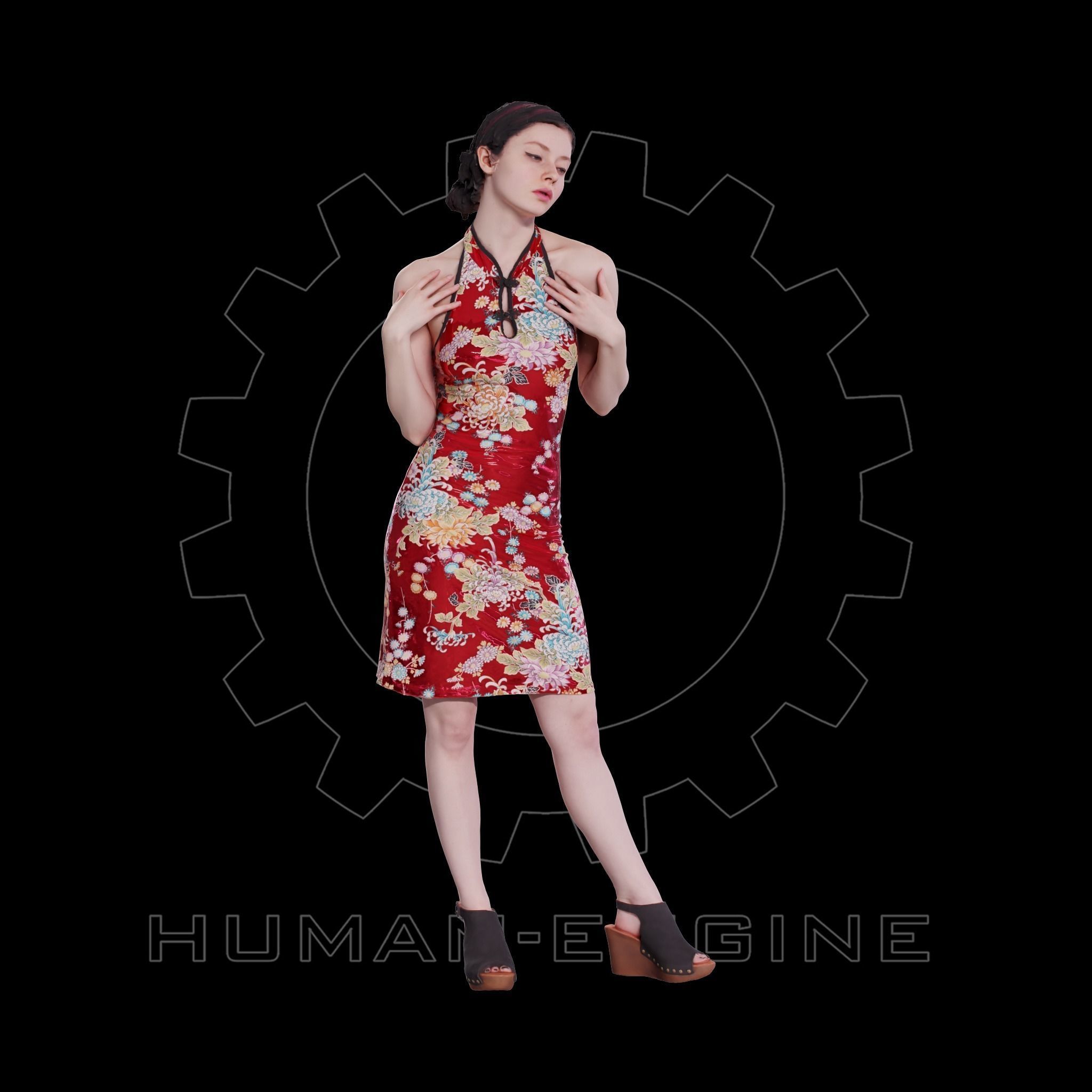 Female Scan - Amy in Chinese Style Dress 140 3D model_1