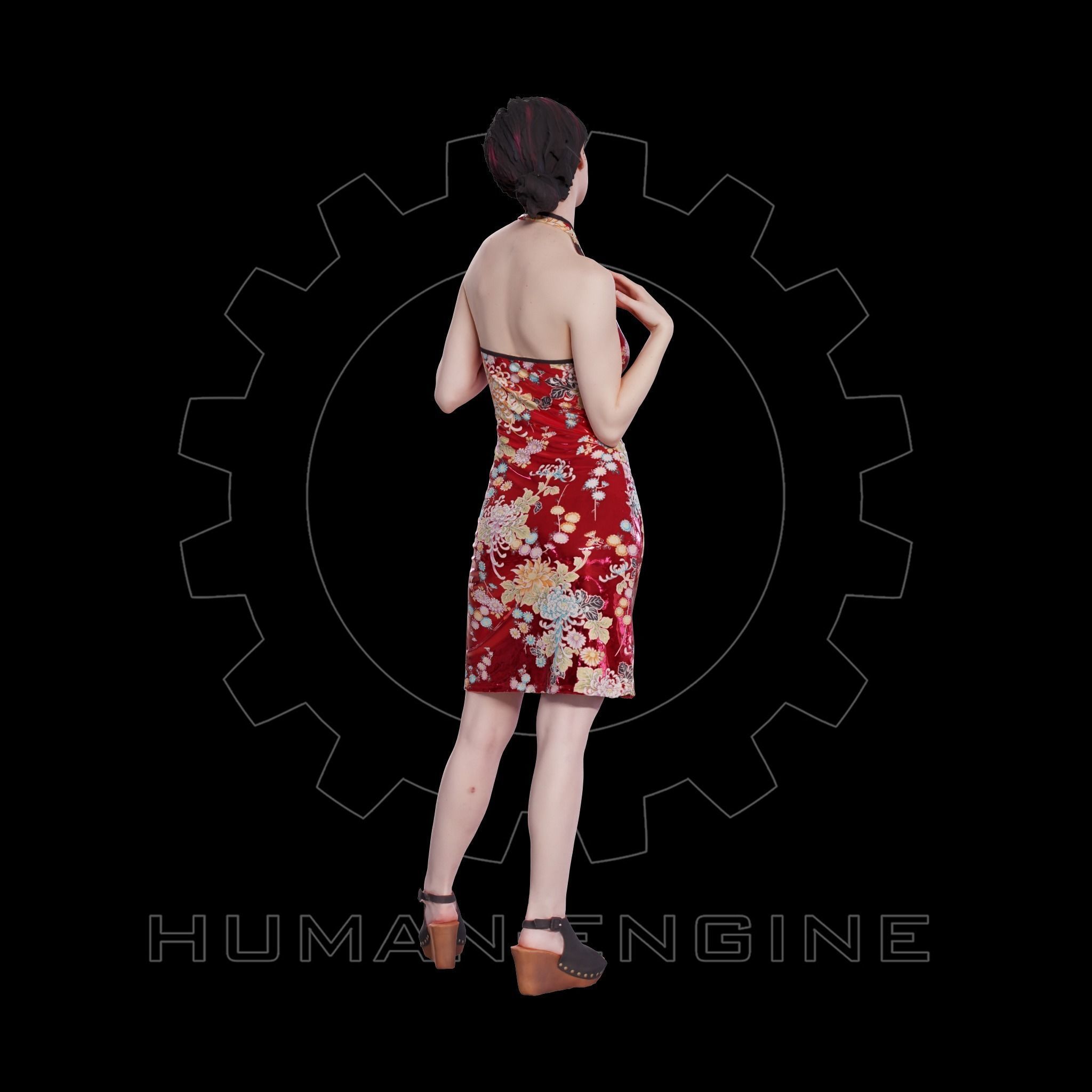 Female Scan - Amy in Chinese Style Dress 140 3D model_7