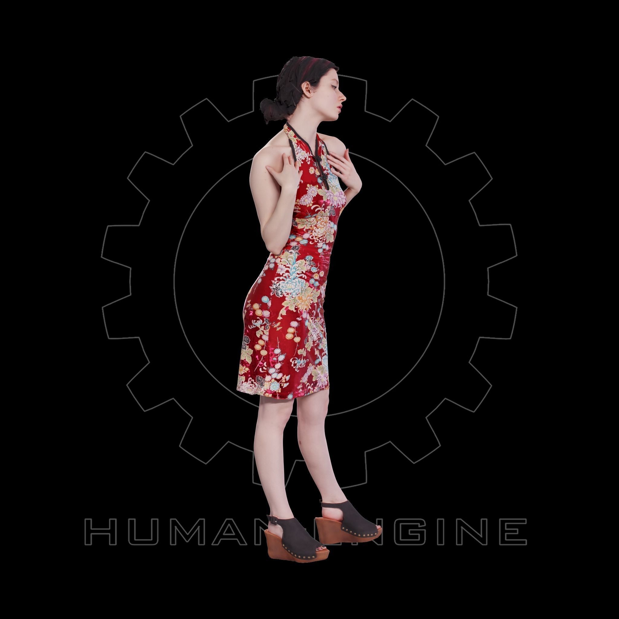 Female Scan - Amy in Chinese Style Dress 140 3D model_3