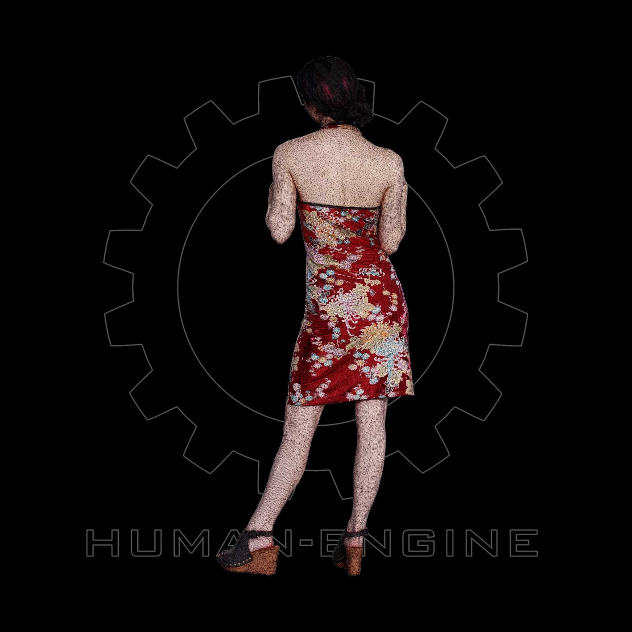Female Scan - Amy in Chinese Style Dress 140 3D model_10