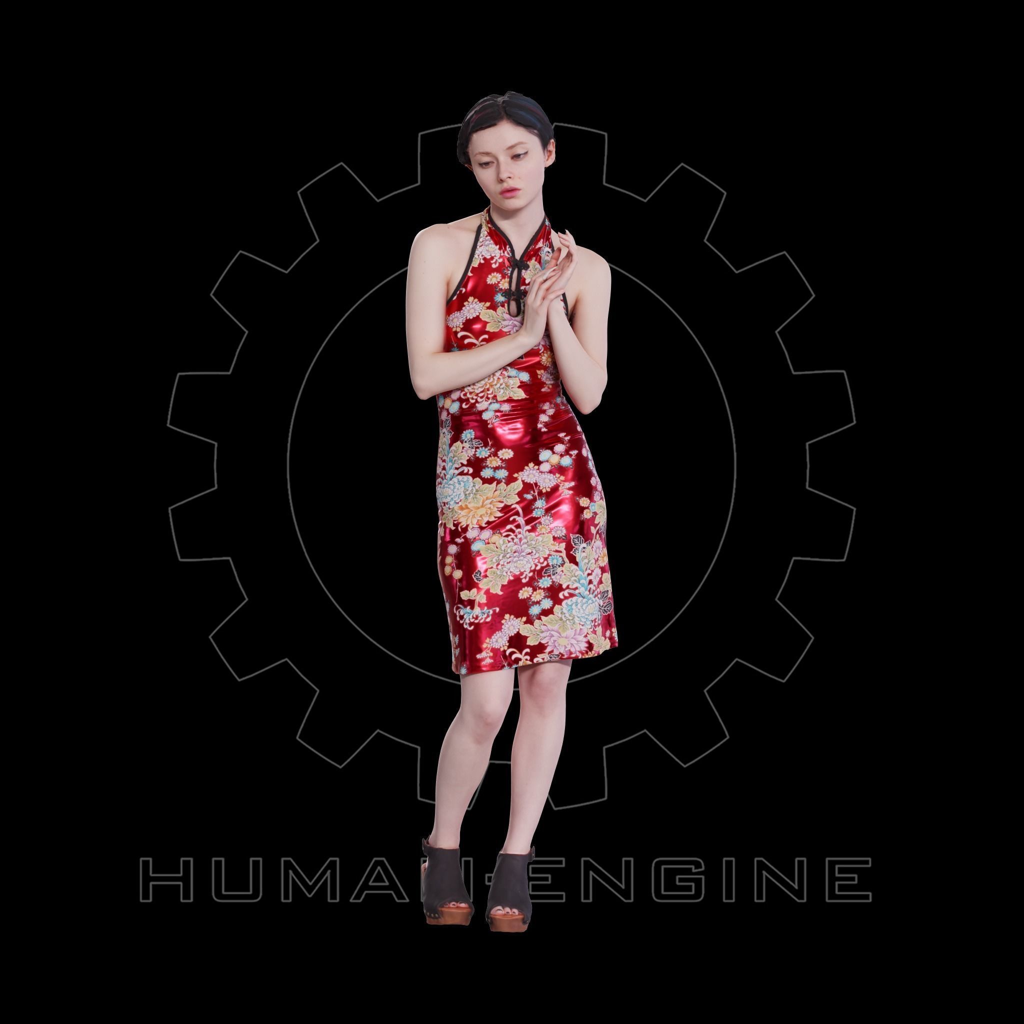 Female Scan - Amy in Chinese Style Dress 144 3D model_1