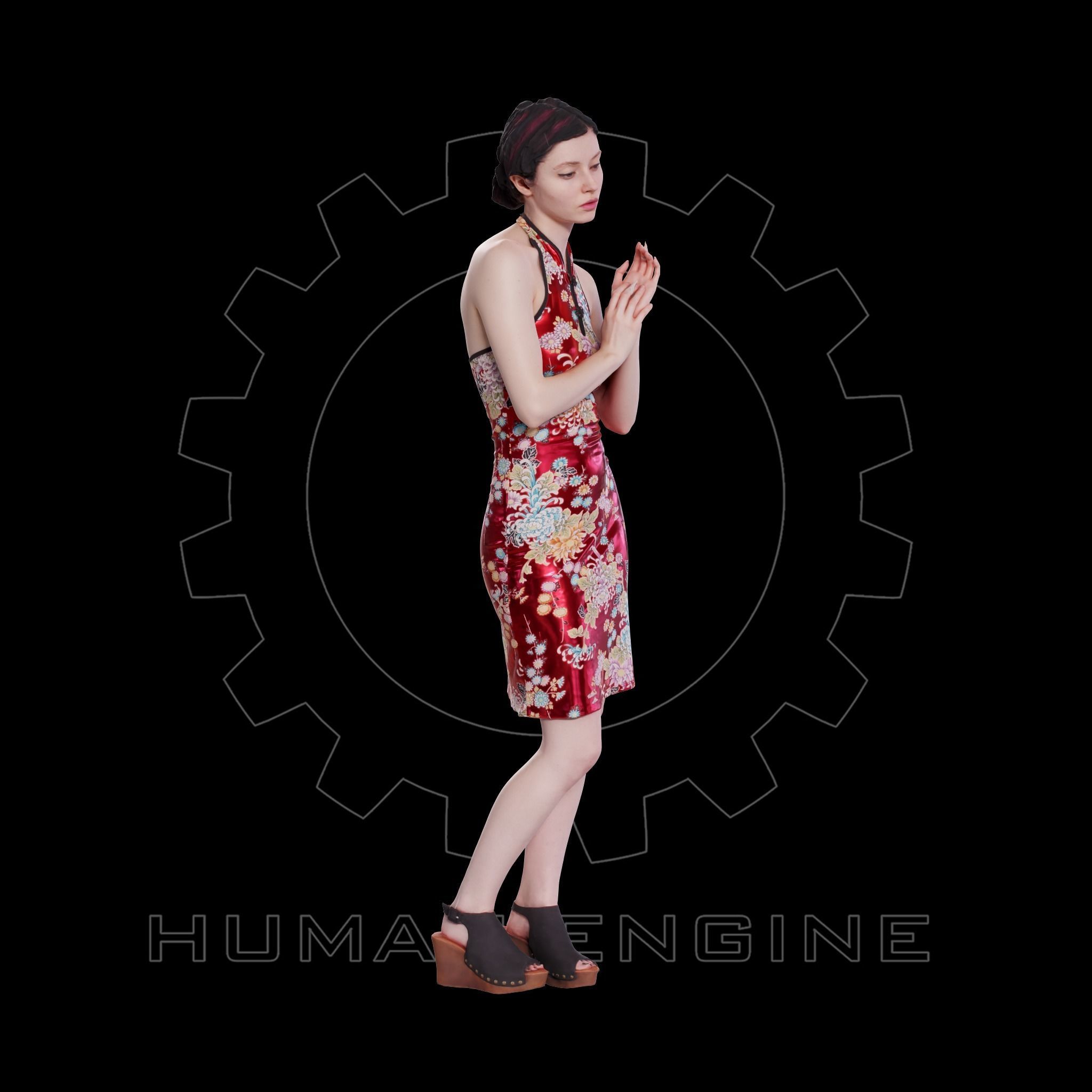 Female Scan - Amy in Chinese Style Dress 144 3D model_3