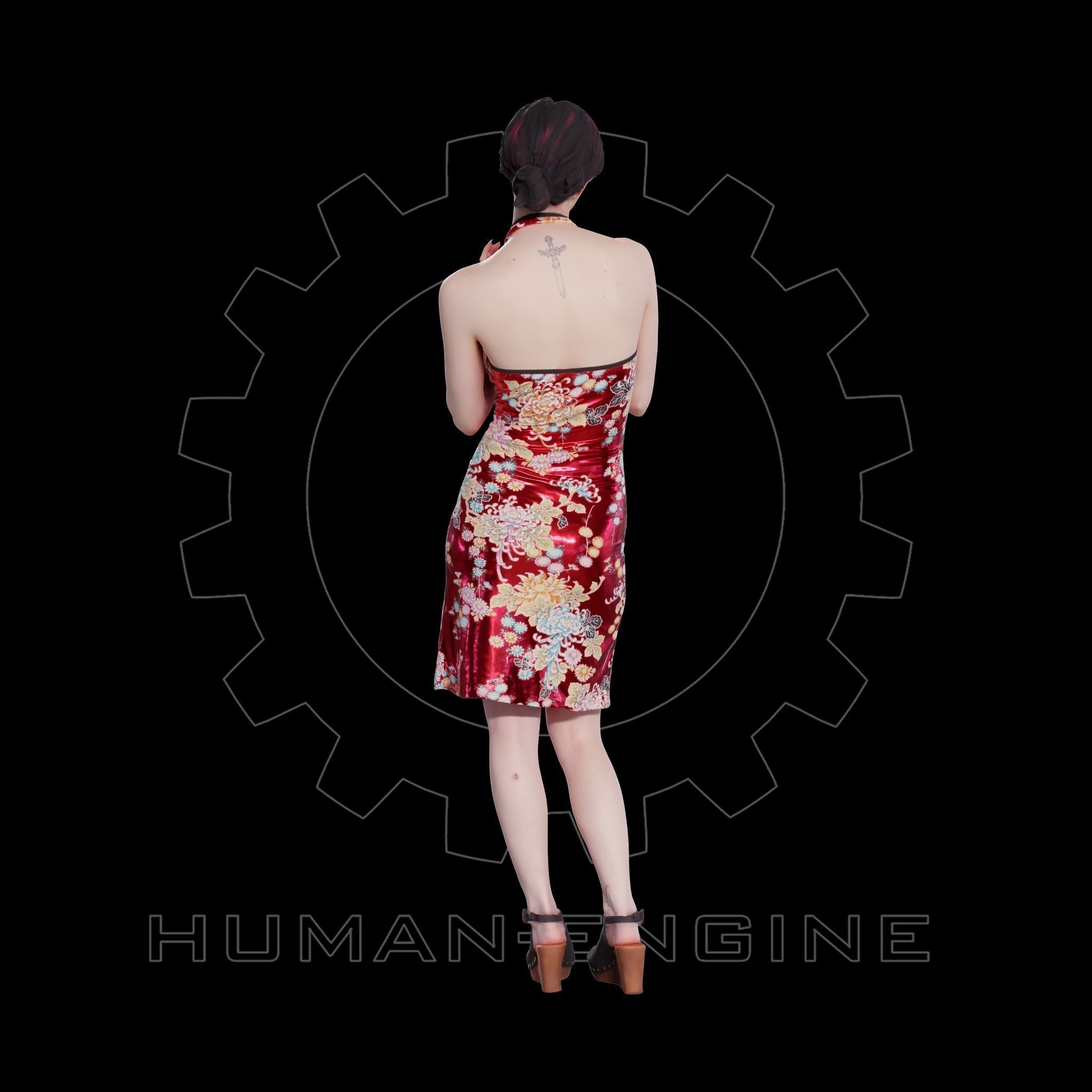 Female Scan - Amy in Chinese Style Dress 144 3D model_9