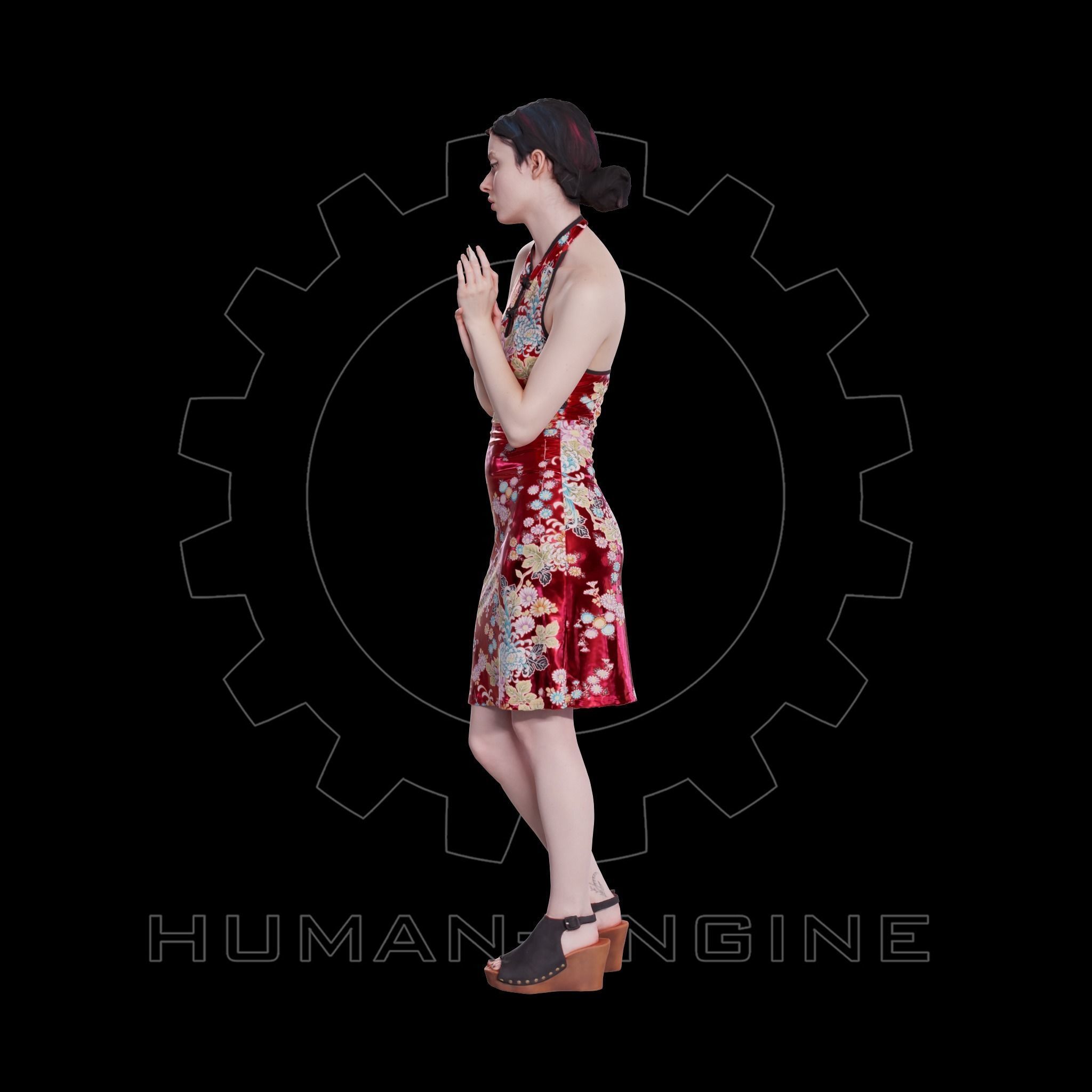 Female Scan - Amy in Chinese Style Dress 144 3D model_13