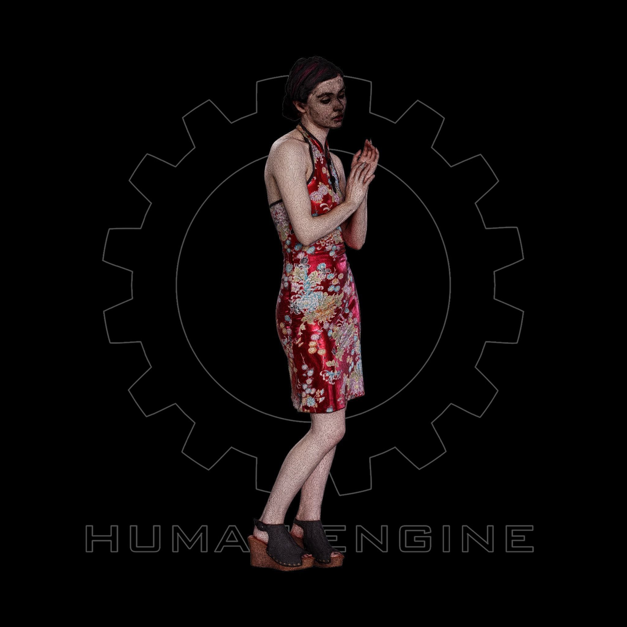 Female Scan - Amy in Chinese Style Dress 144 3D model_4
