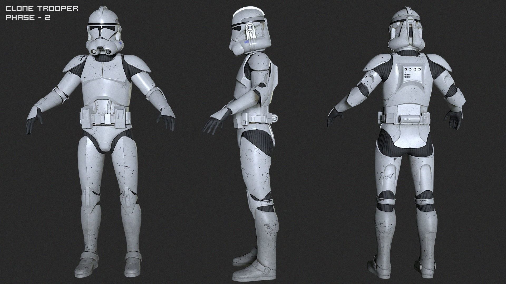 Star wars Clone Trooper 2 phase Low-poly 3D model_10