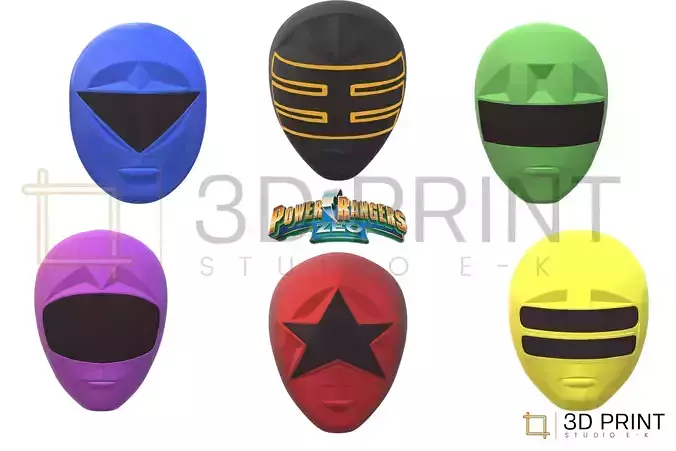 Power Rangers ZEO Rangers helmets bundle 3D print model Power Rangers ZEO Rangers helmets bundle 3D print model