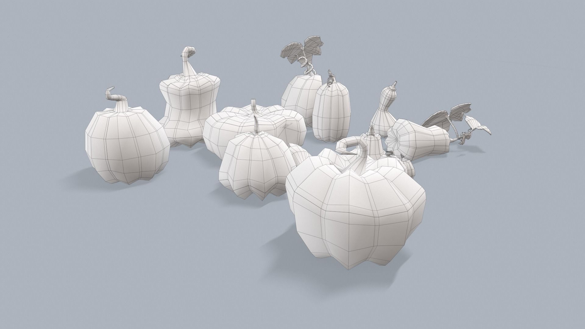 Stylized lowpoly pumpkins set Low-poly 3D model_9