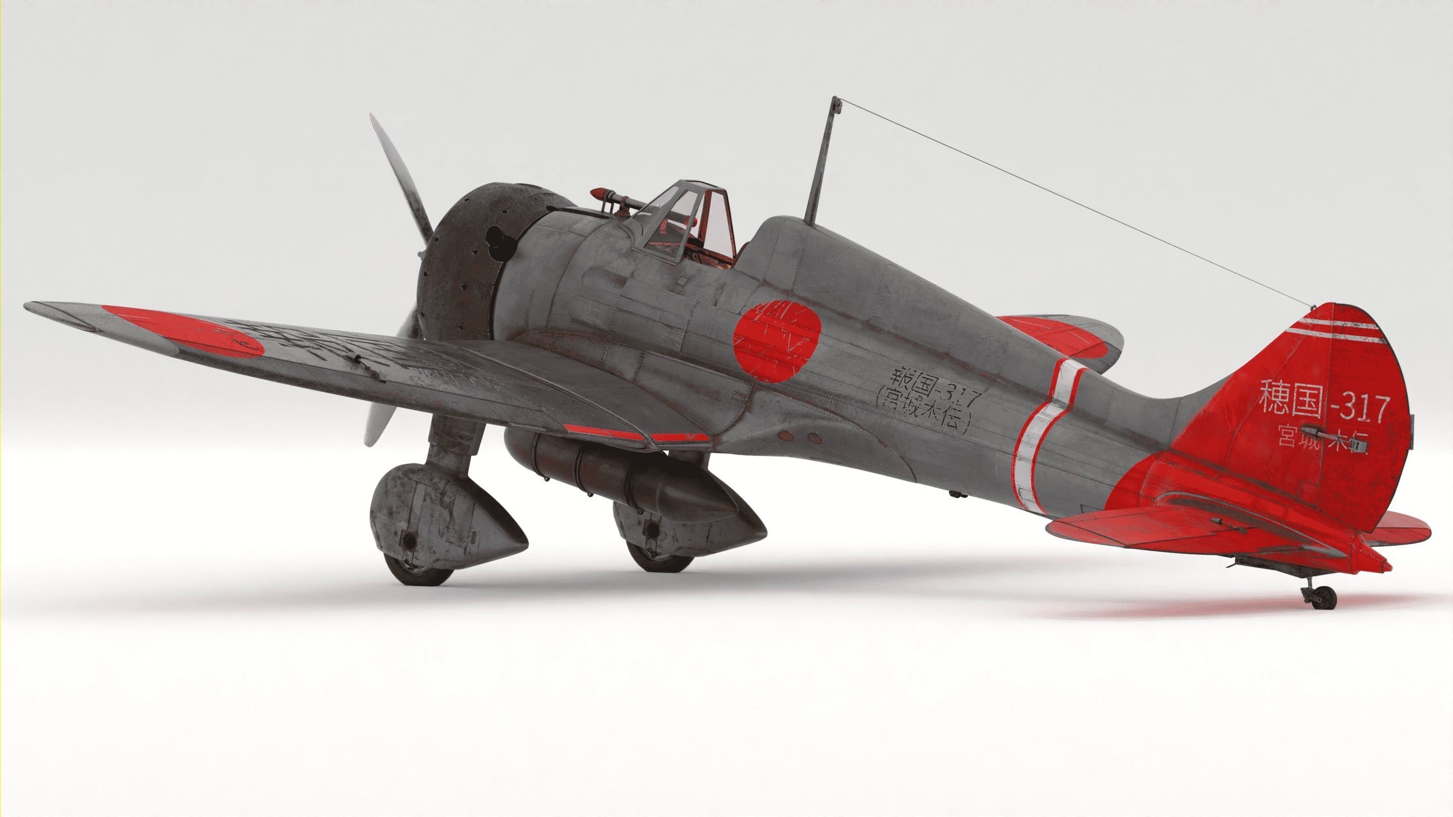  Mitsubishi A5M Fighter 3D model_5