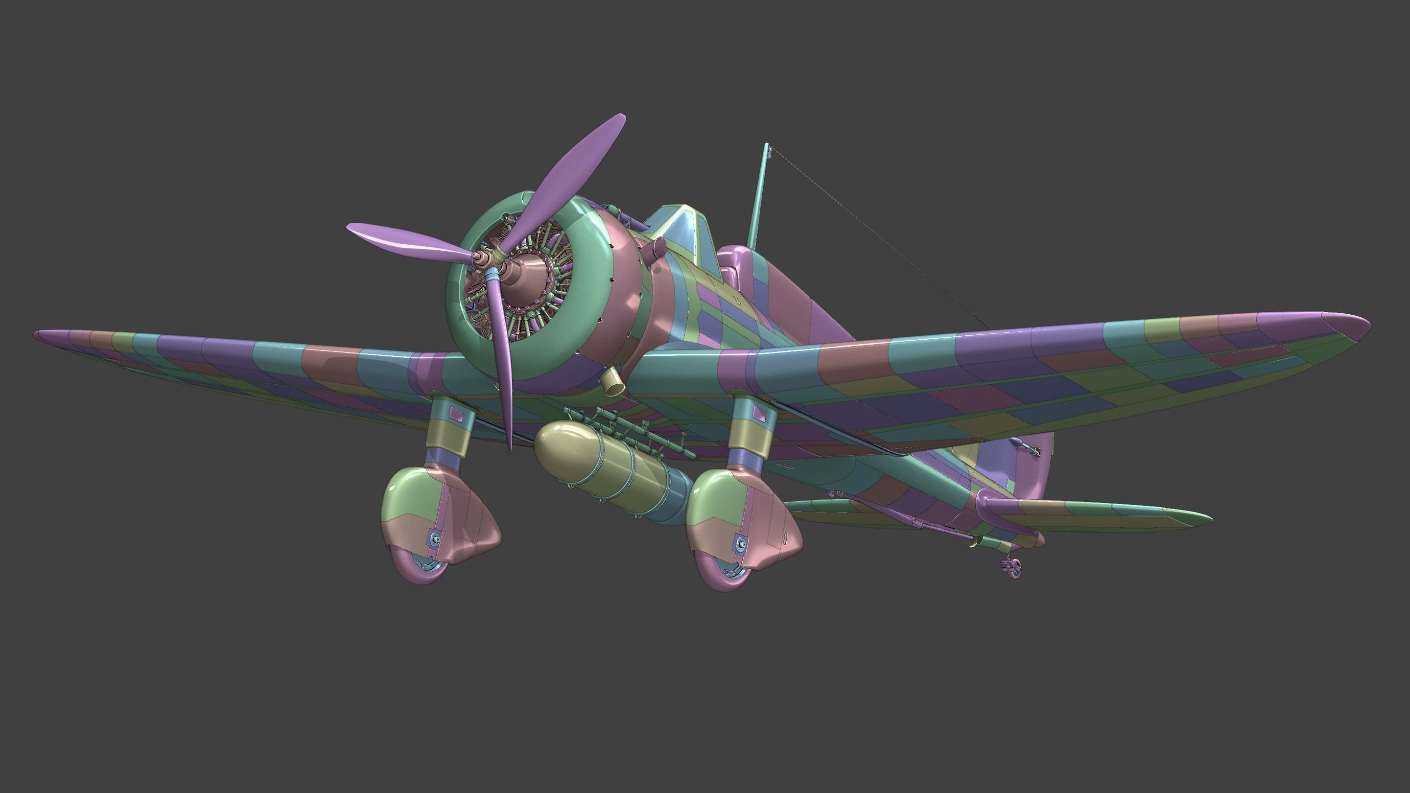  Mitsubishi A5M Fighter 3D model_9