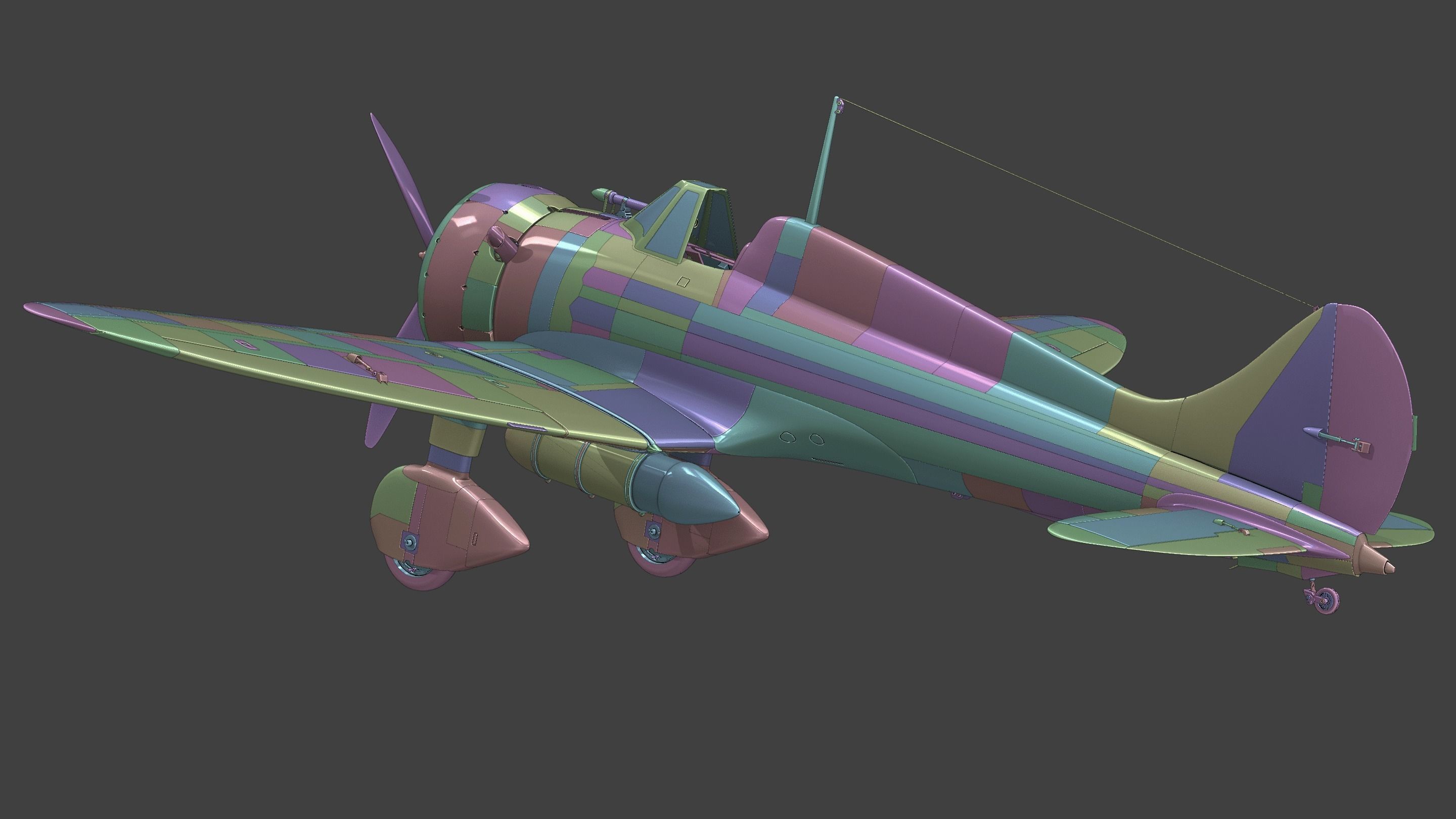  Mitsubishi A5M Fighter 3D model_10