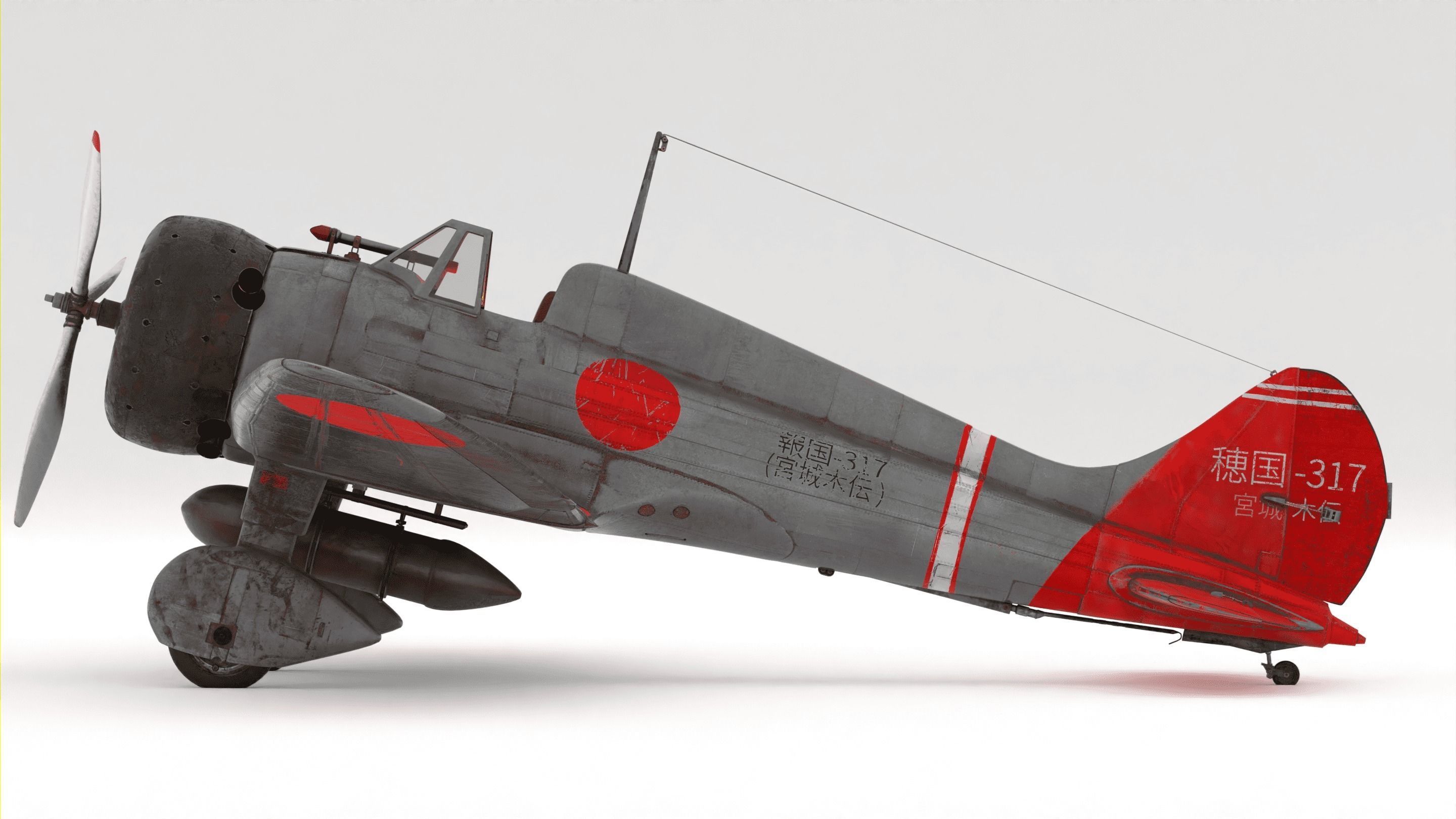  Mitsubishi A5M Fighter 3D model_2