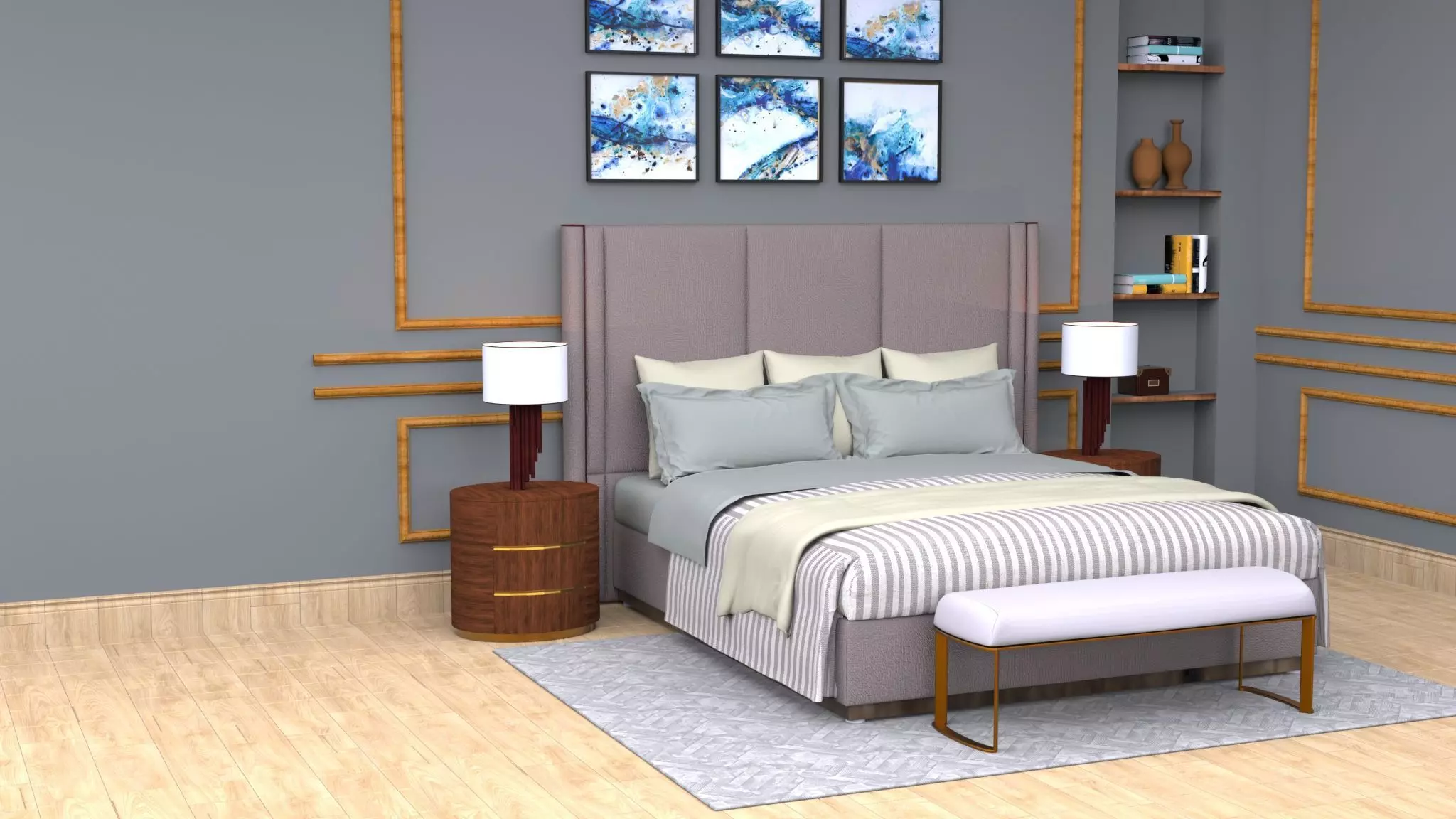 Bed room design 3D model_0