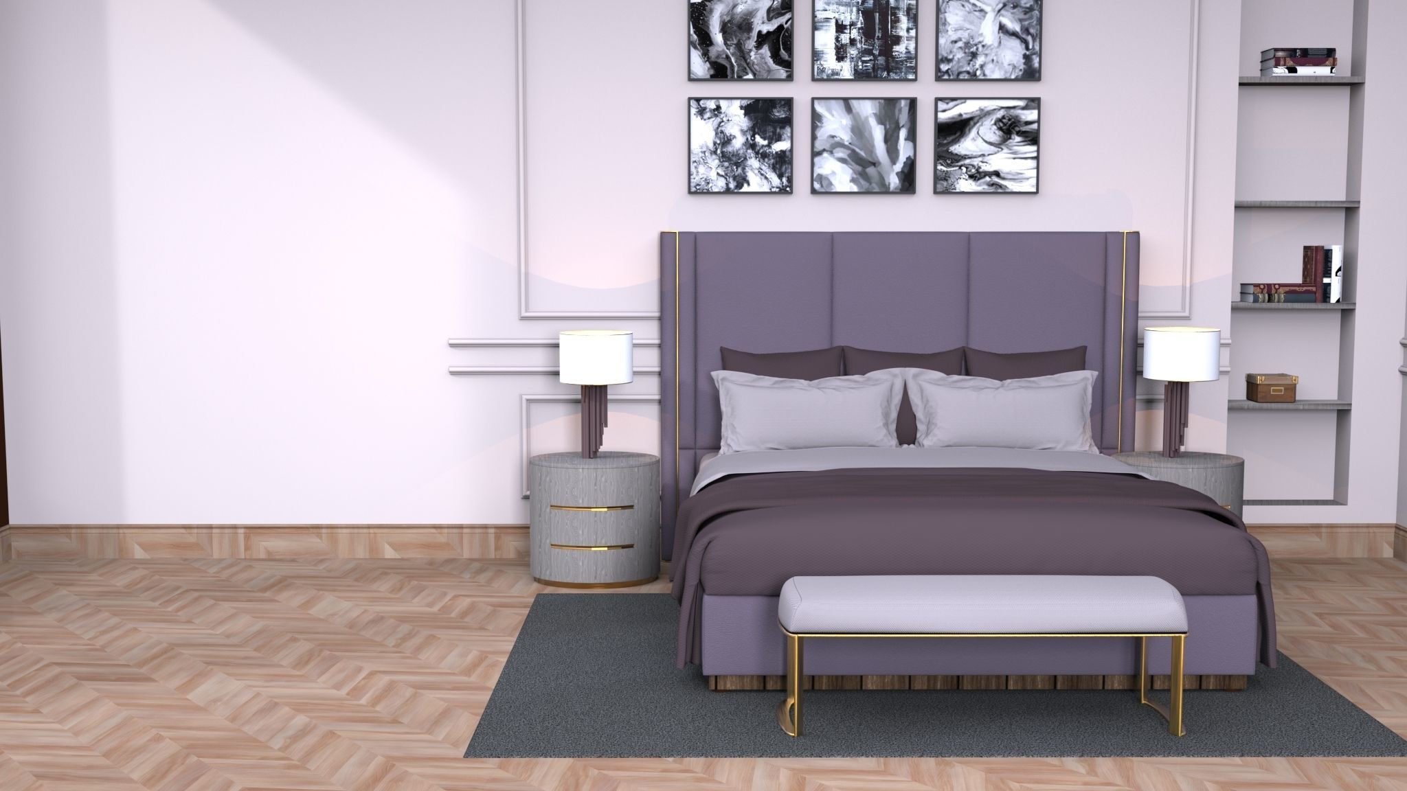 Bed room design 3D model_3