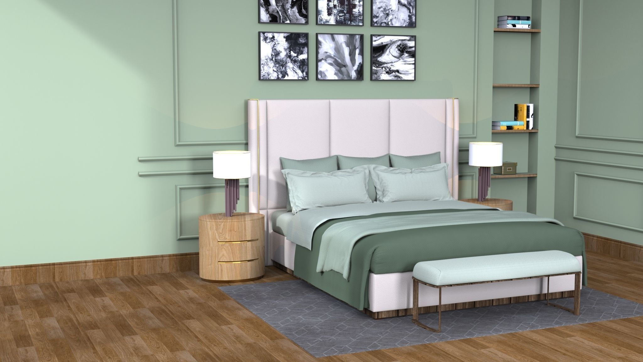 Bed room design 3D model_2