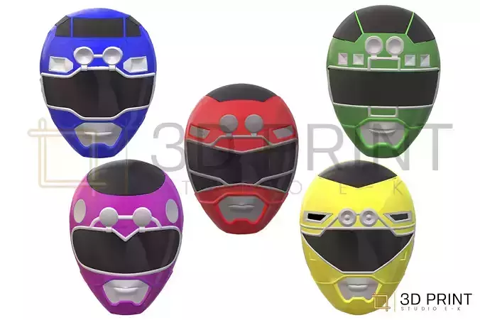 Power Rangers TURBO Rangers helmets bundle 3D print model