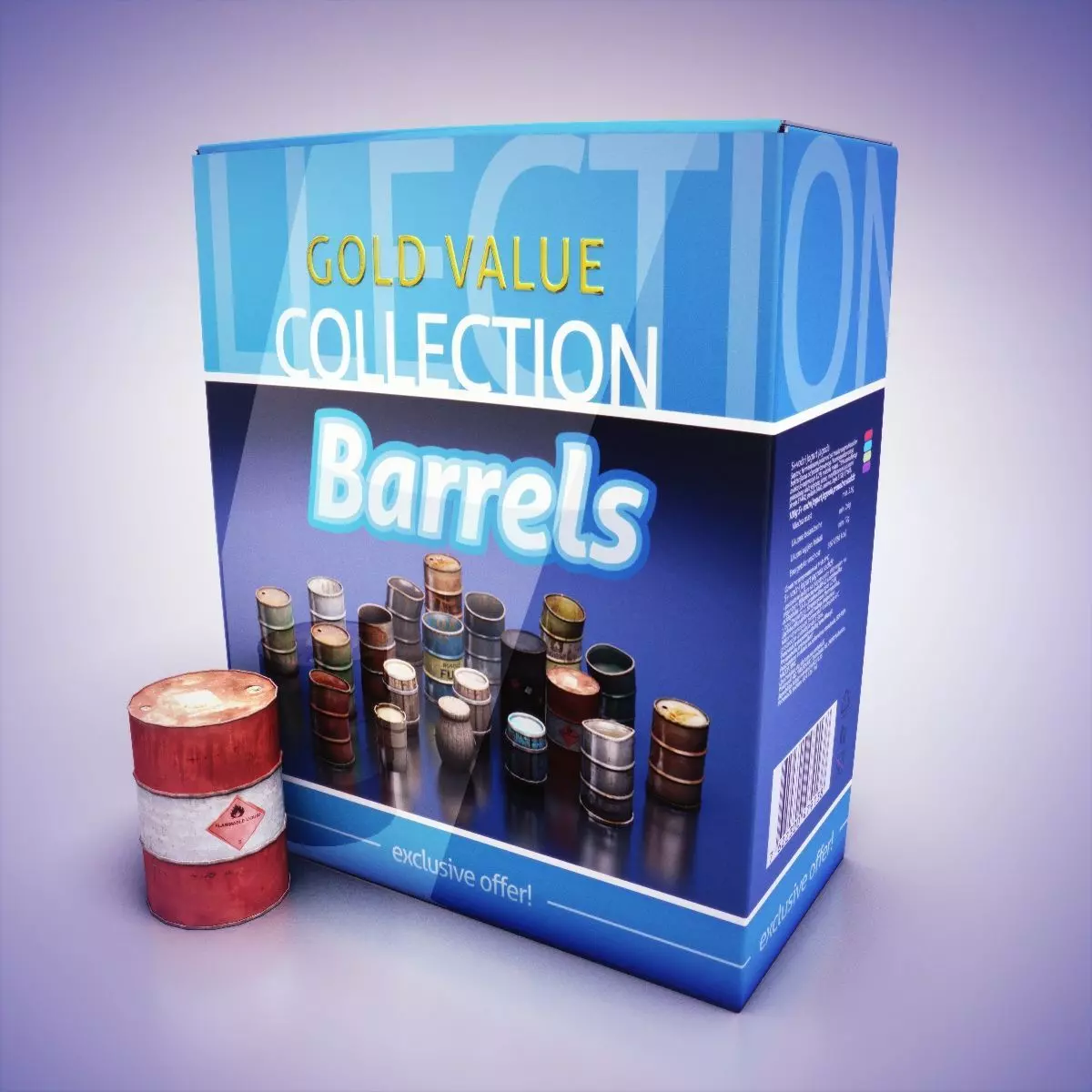 Barrels box of Low-poly 3D model_0