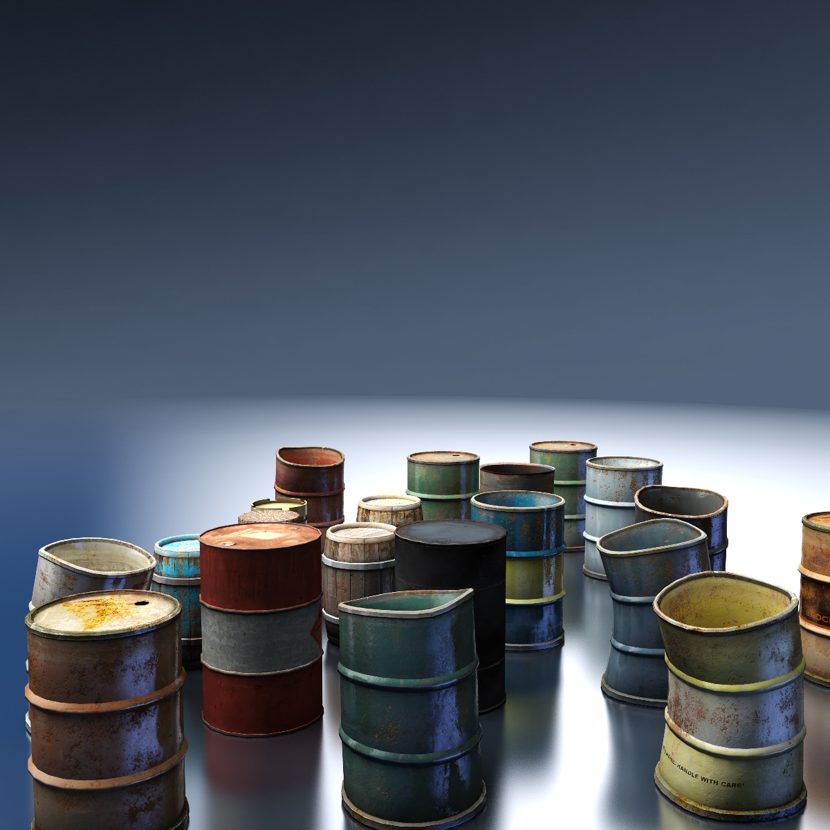 Barrels box of Low-poly 3D model_3