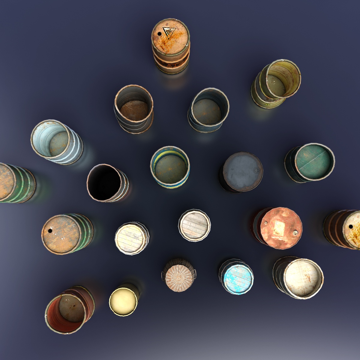 Barrels box of Low-poly 3D model_5
