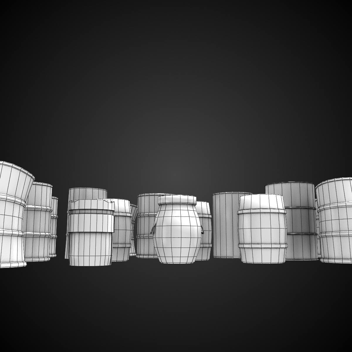Barrels box of Low-poly 3D model_8