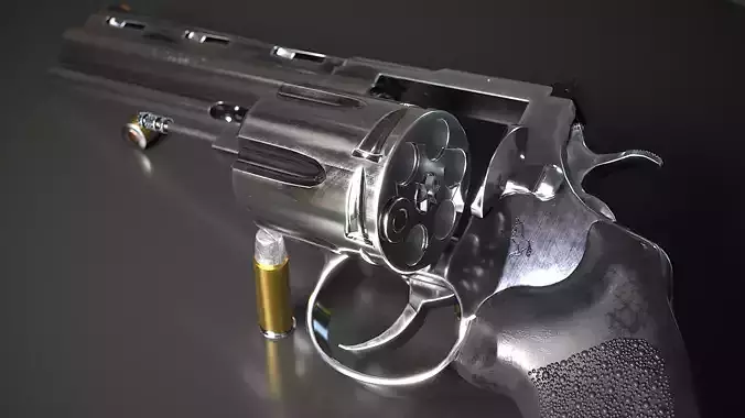 Colt Anaconda Revolver Low-poly