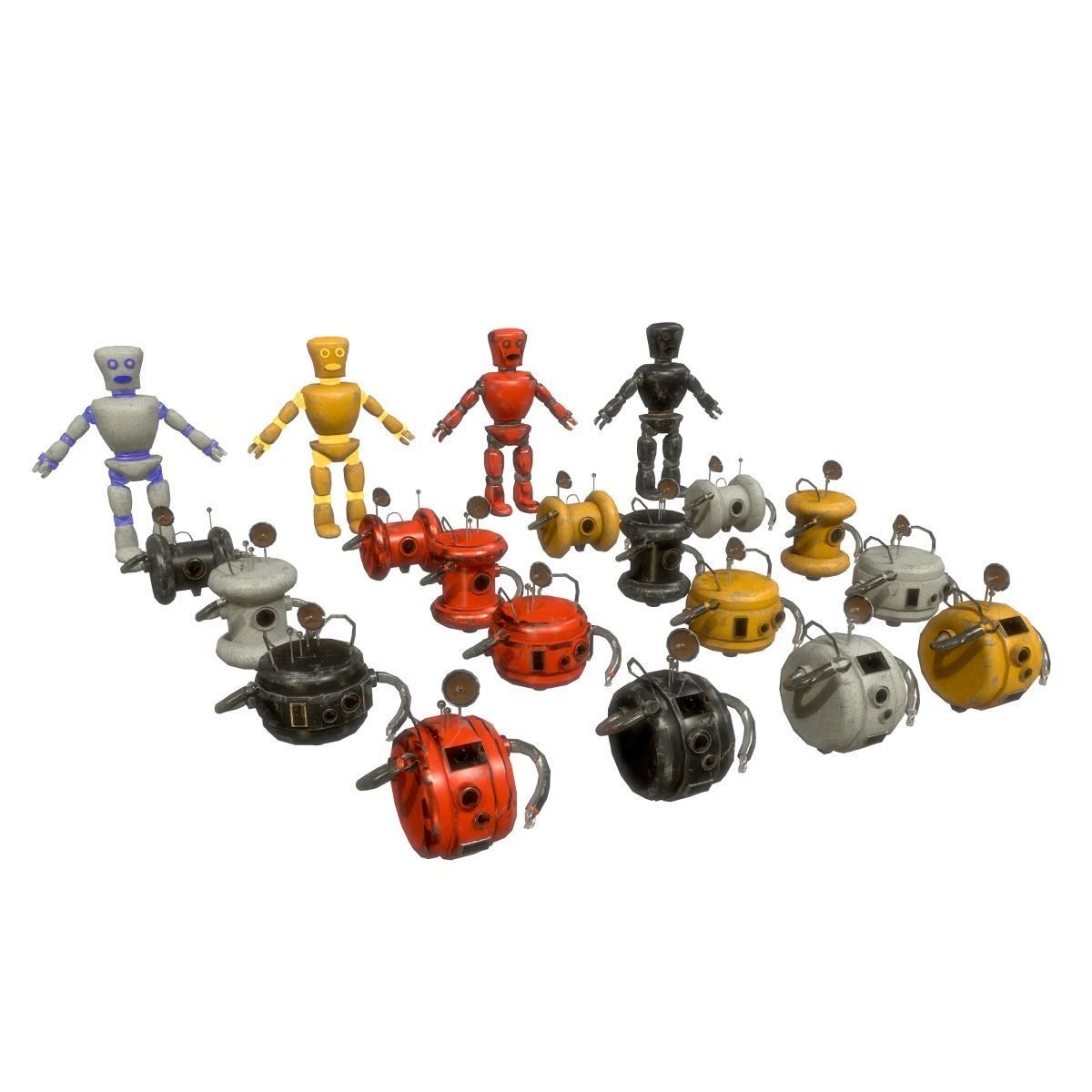 Cartoon Robot - Robotic - Robots set  3D model_23