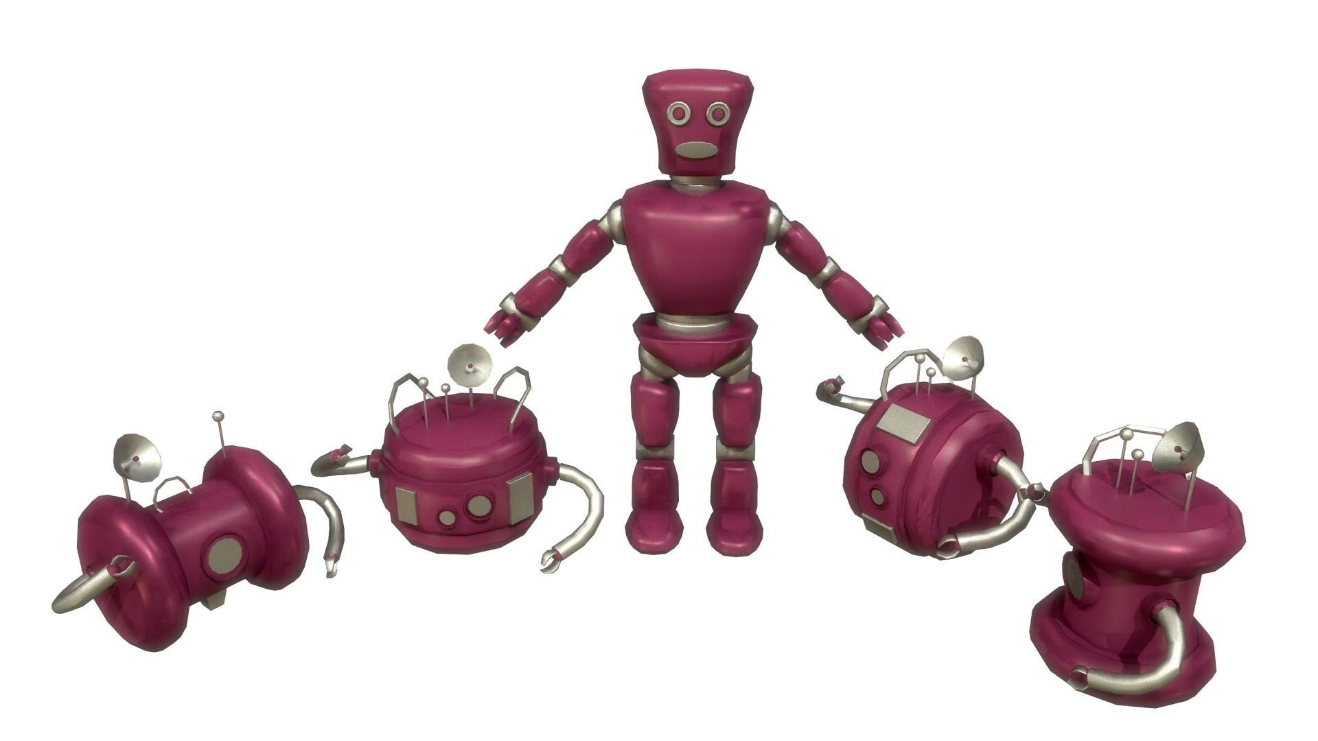 Cartoon Robot - Robotic - Robots set  3D model_19