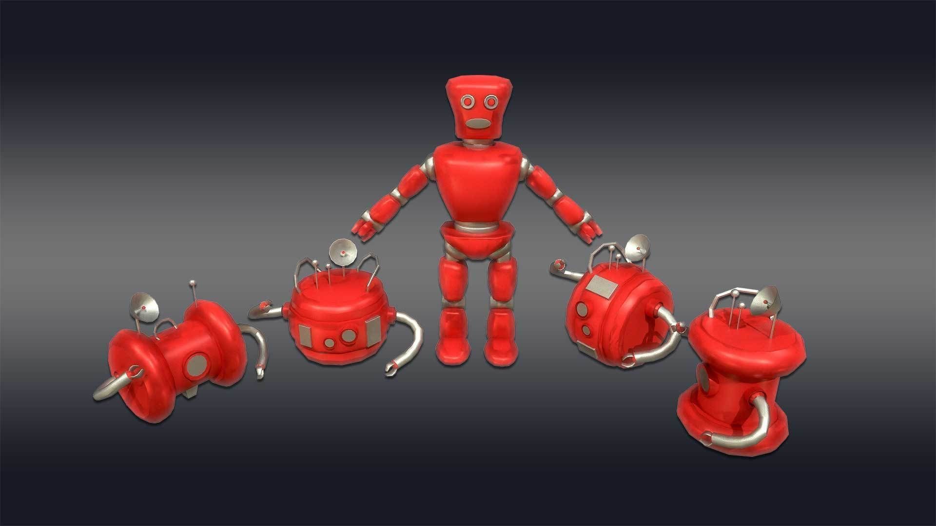 Cartoon Robot - Robotic - Robots set  3D model_15