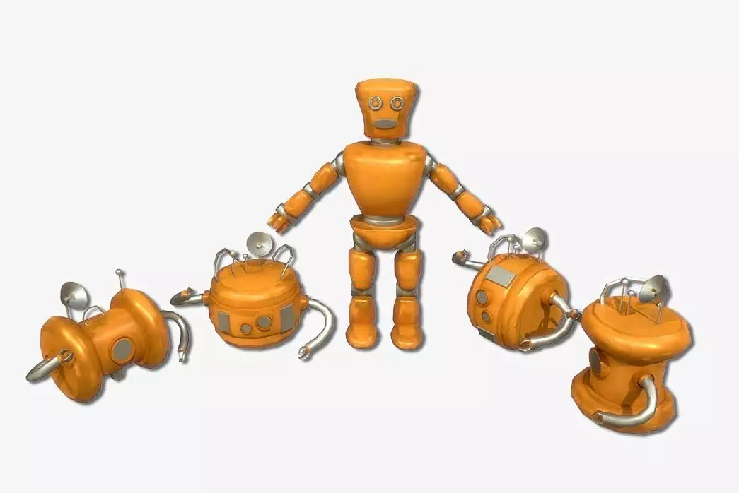 Cartoon Robot - Robotic - Robots set  3D model_0