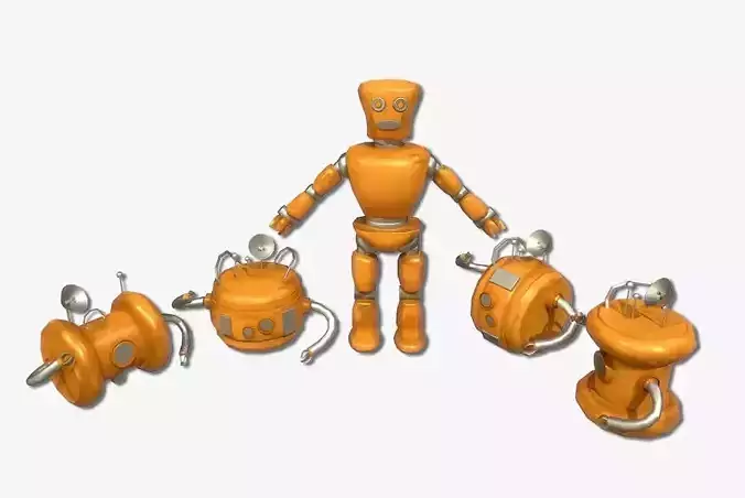 Cartoon Robot - Robotic - Robots set  3D model