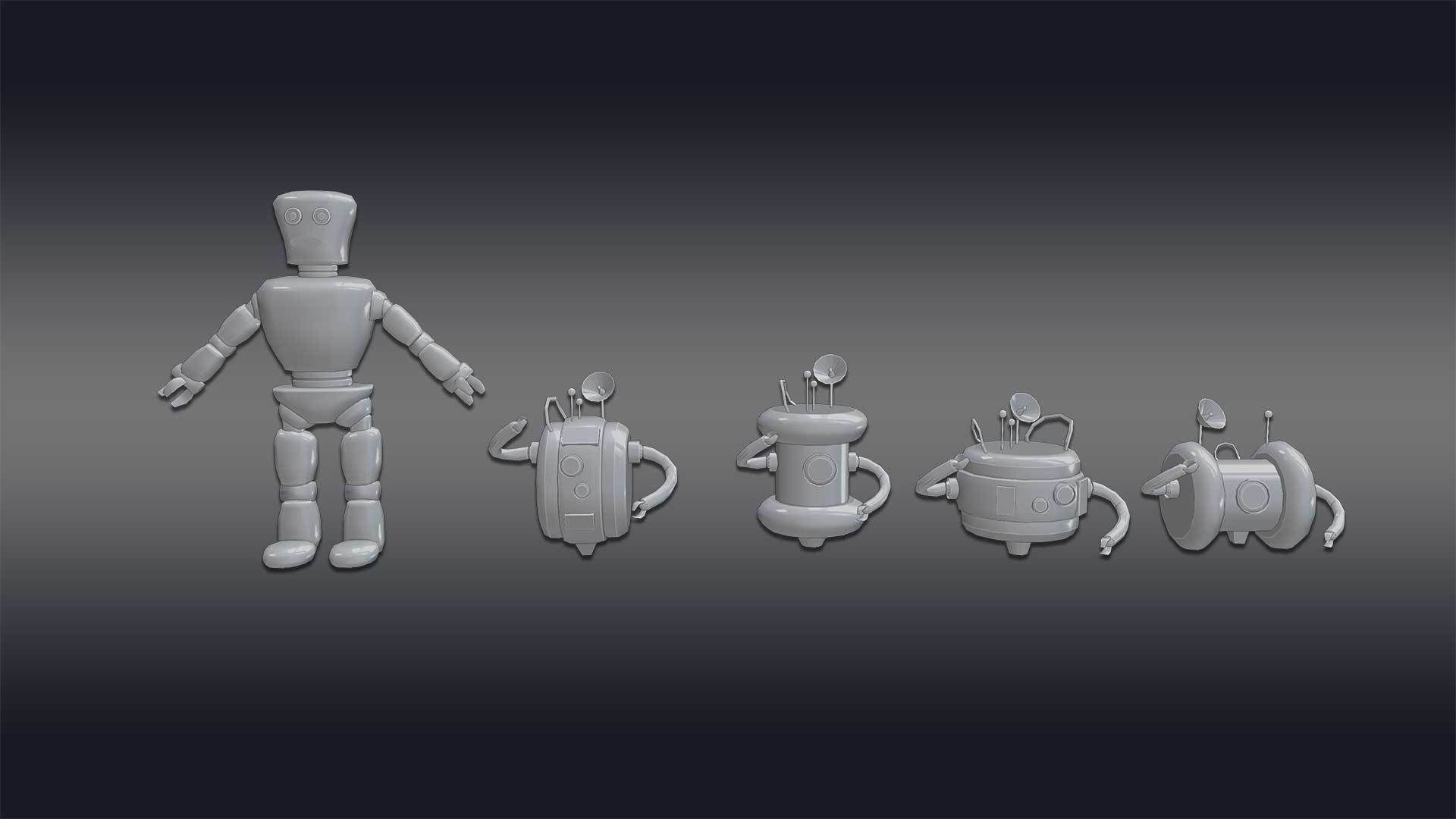 Cartoon Robot - Robotic - Robots set  3D model_24