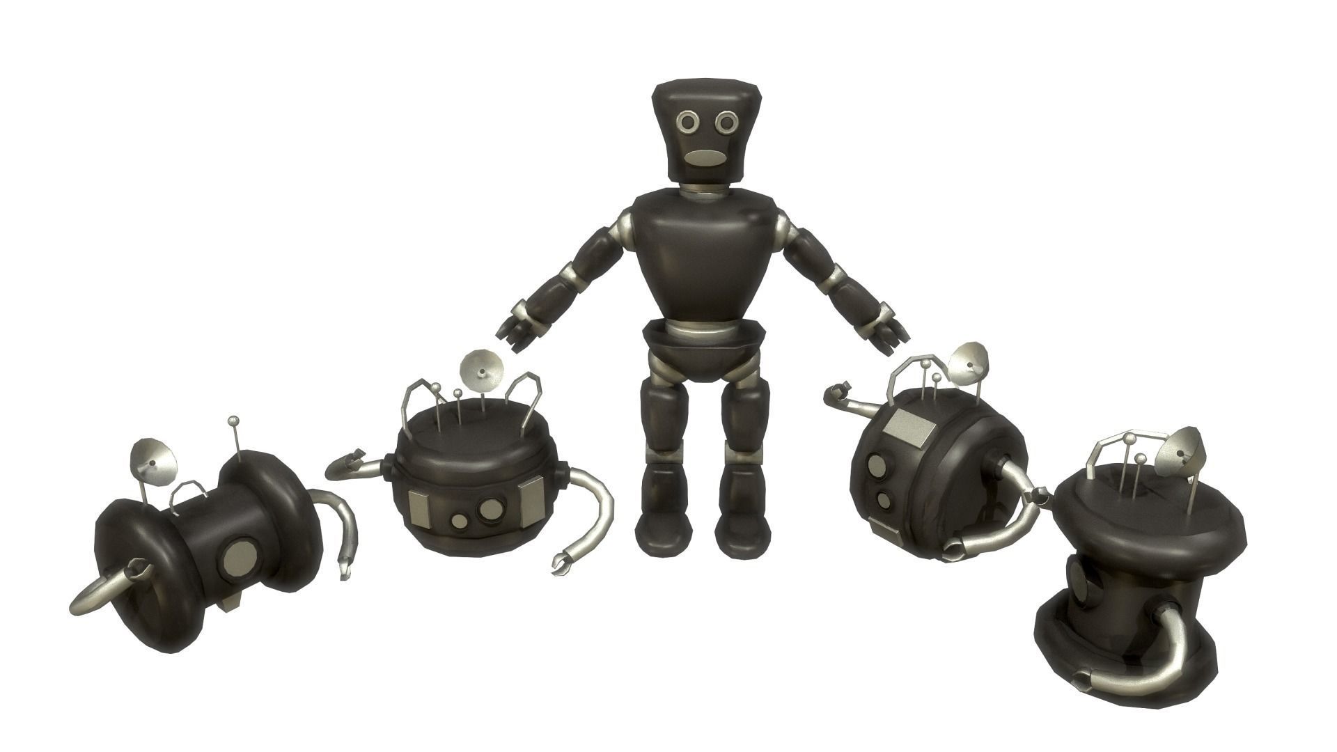 Cartoon Robot - Robotic - Robots set  3D model_21