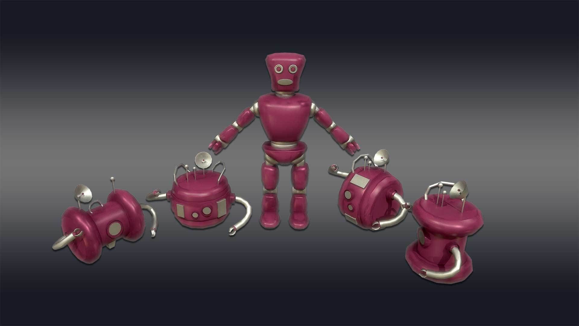Cartoon Robot - Robotic - Robots set  3D model_18