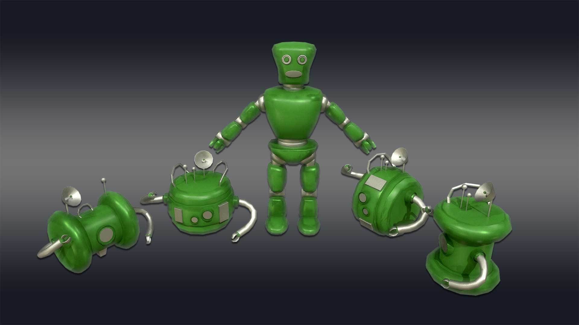 Cartoon Robot - Robotic - Robots set  3D model_16