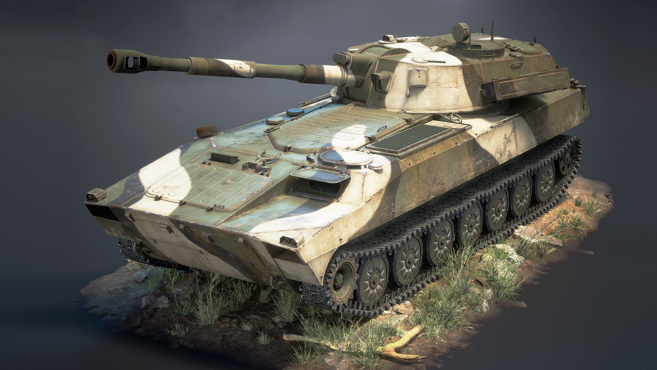 2S1 Gvozdyka Game Ready Low-poly 3D model_9