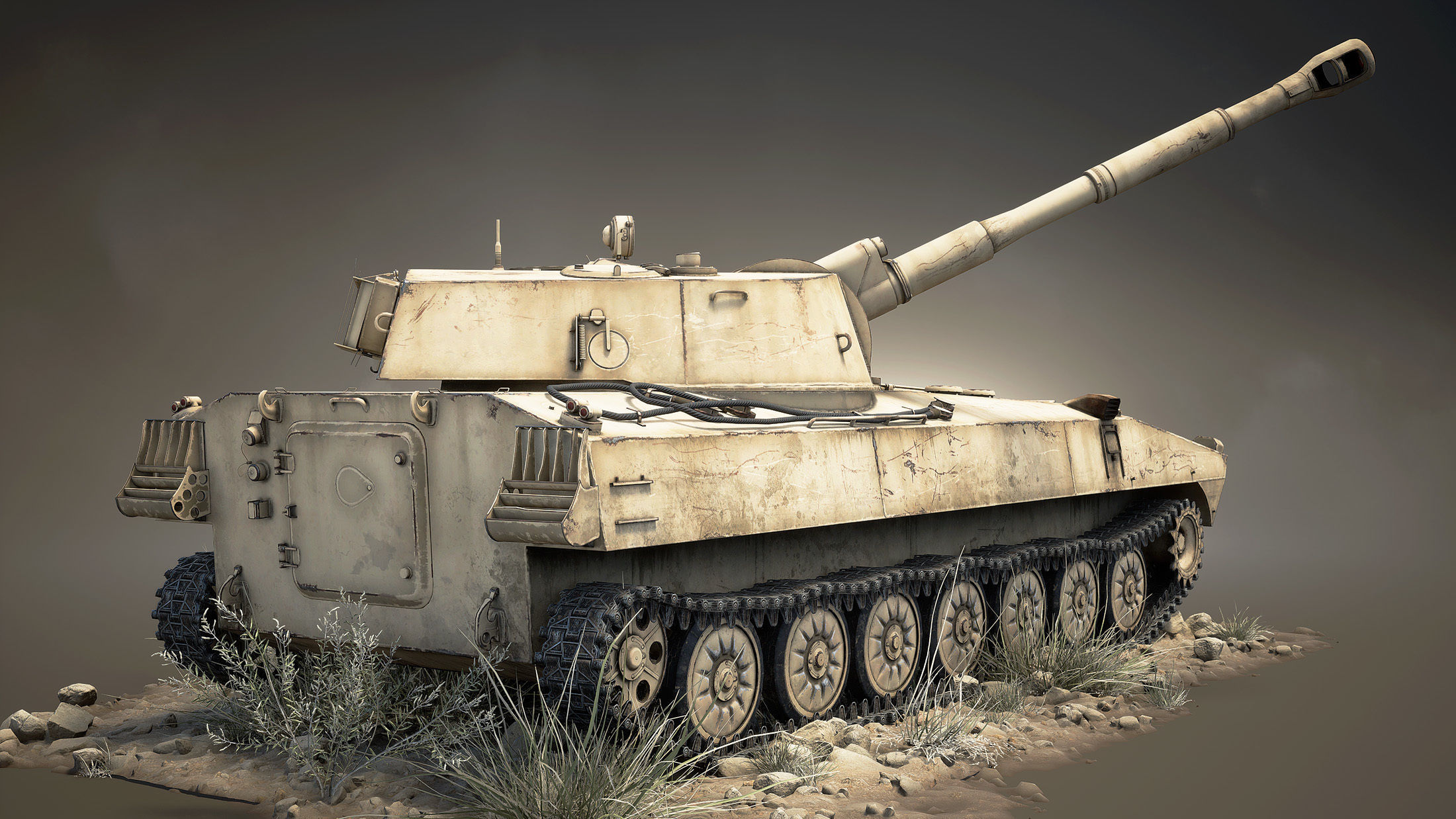 2S1 Gvozdyka Game Ready Low-poly 3D model_12