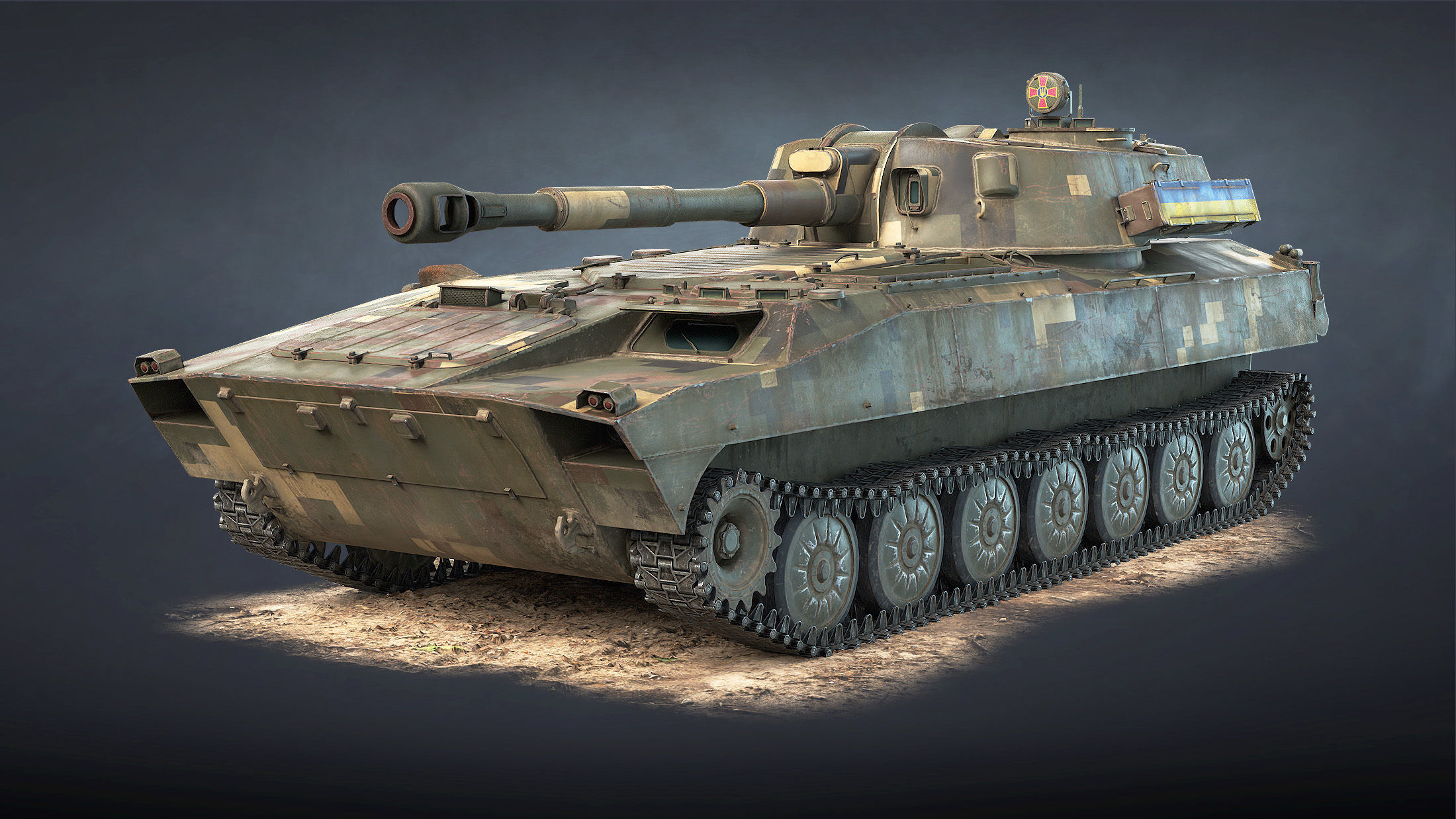 2S1 Gvozdyka Game Ready Low-poly 3D model_14