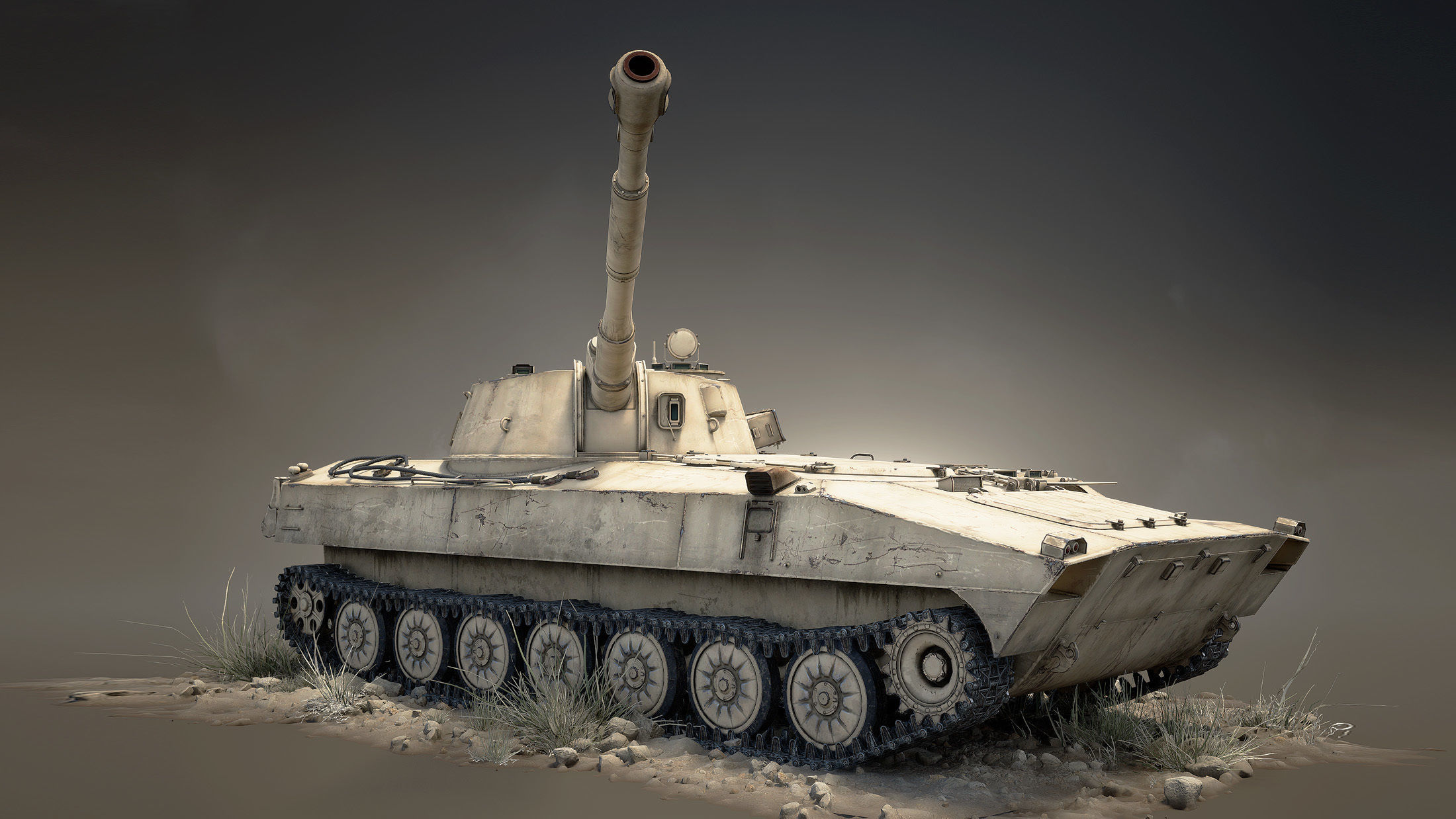 2S1 Gvozdyka Game Ready Low-poly 3D model_13