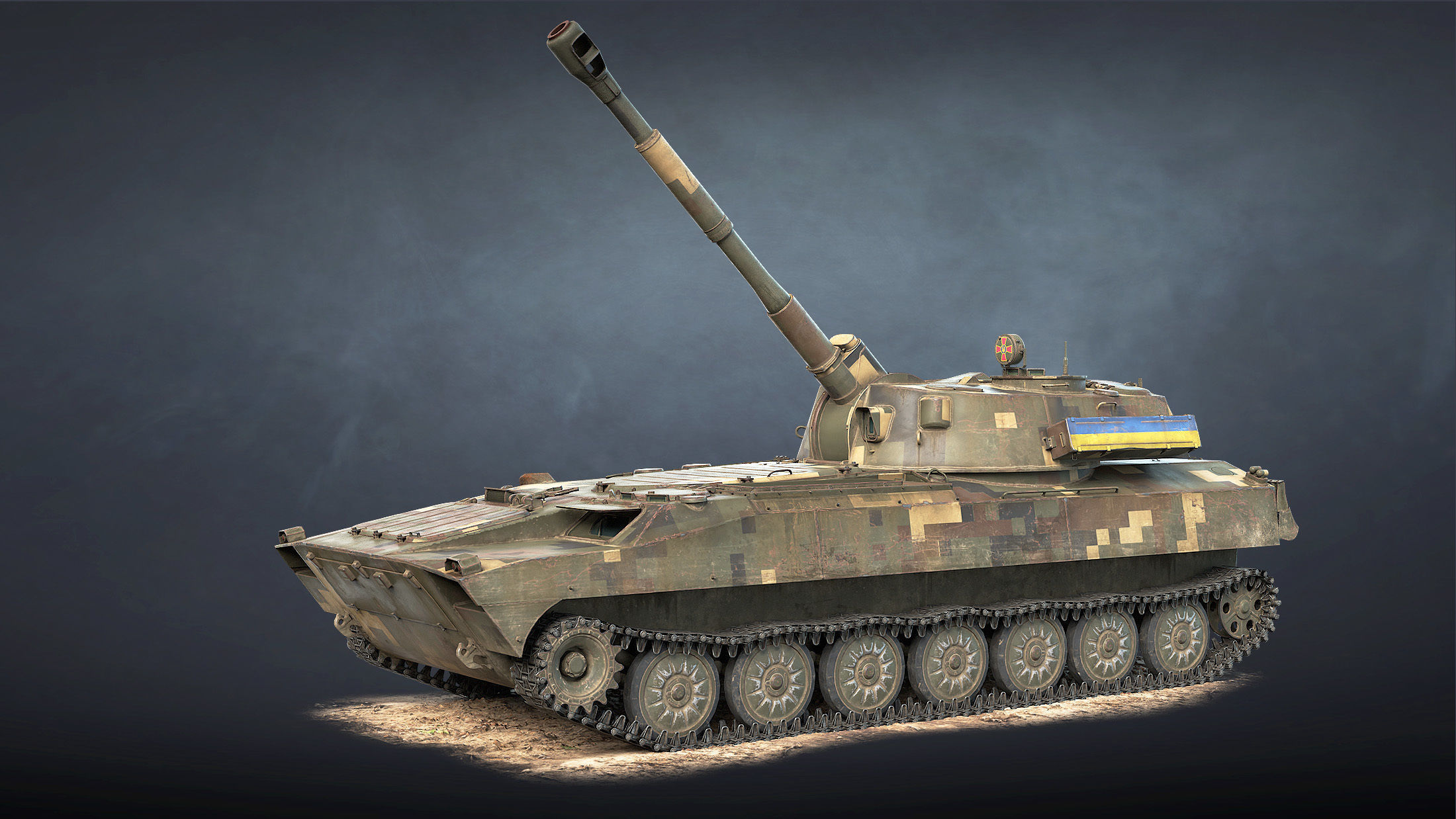 2S1 Gvozdyka Game Ready Low-poly 3D model_15